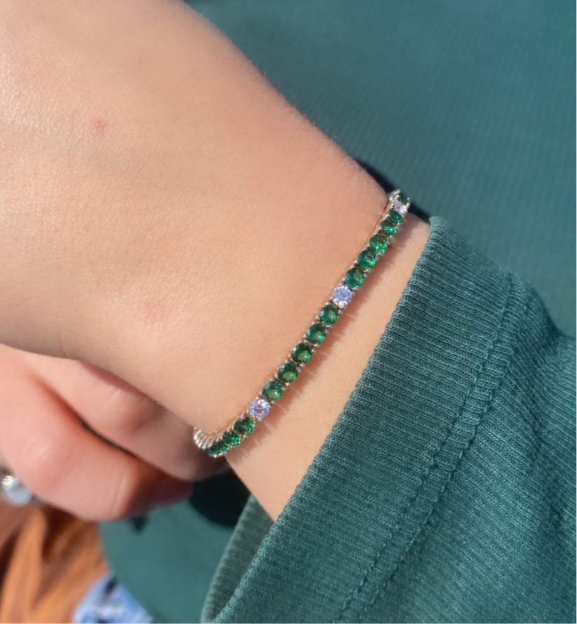 Bracciale Tennis Bicolore verde luminoso 3mm - Shine Gioielli