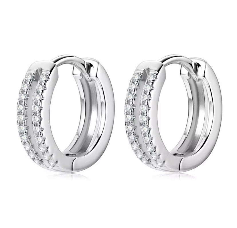 Orecchini a due file con moissanite certificata