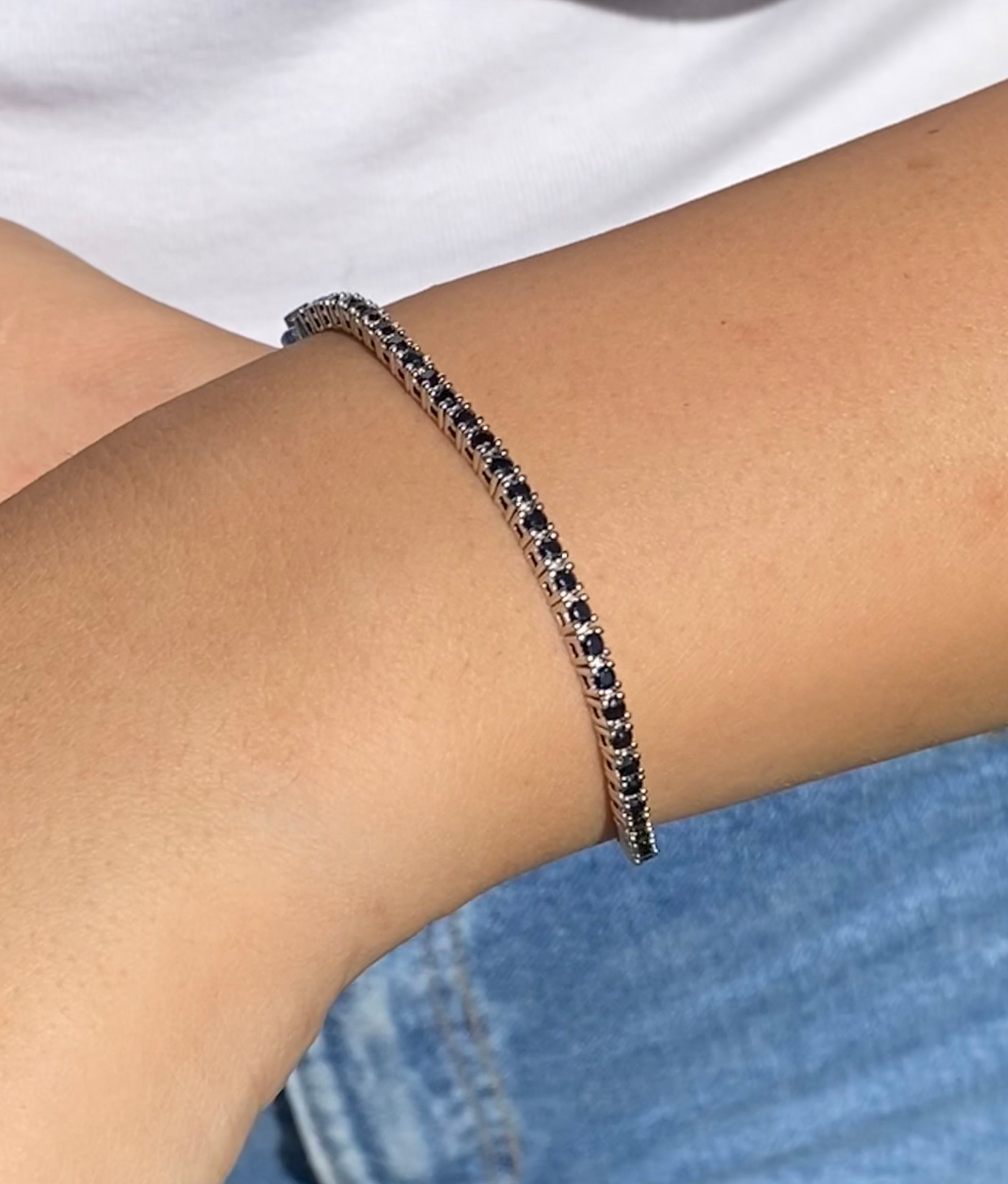 Bracciale tennis con pietre nere