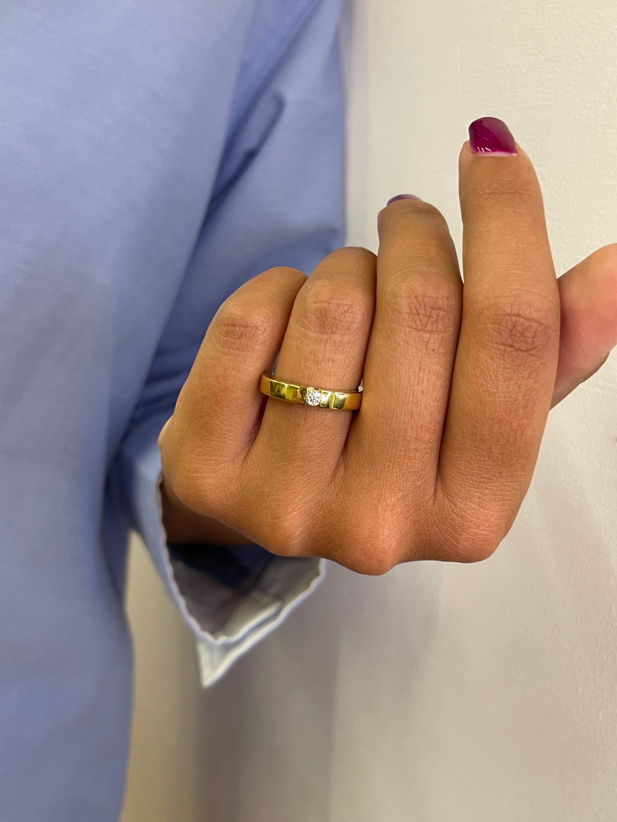 Fede nuziale in oro giallo con diamante 3mm