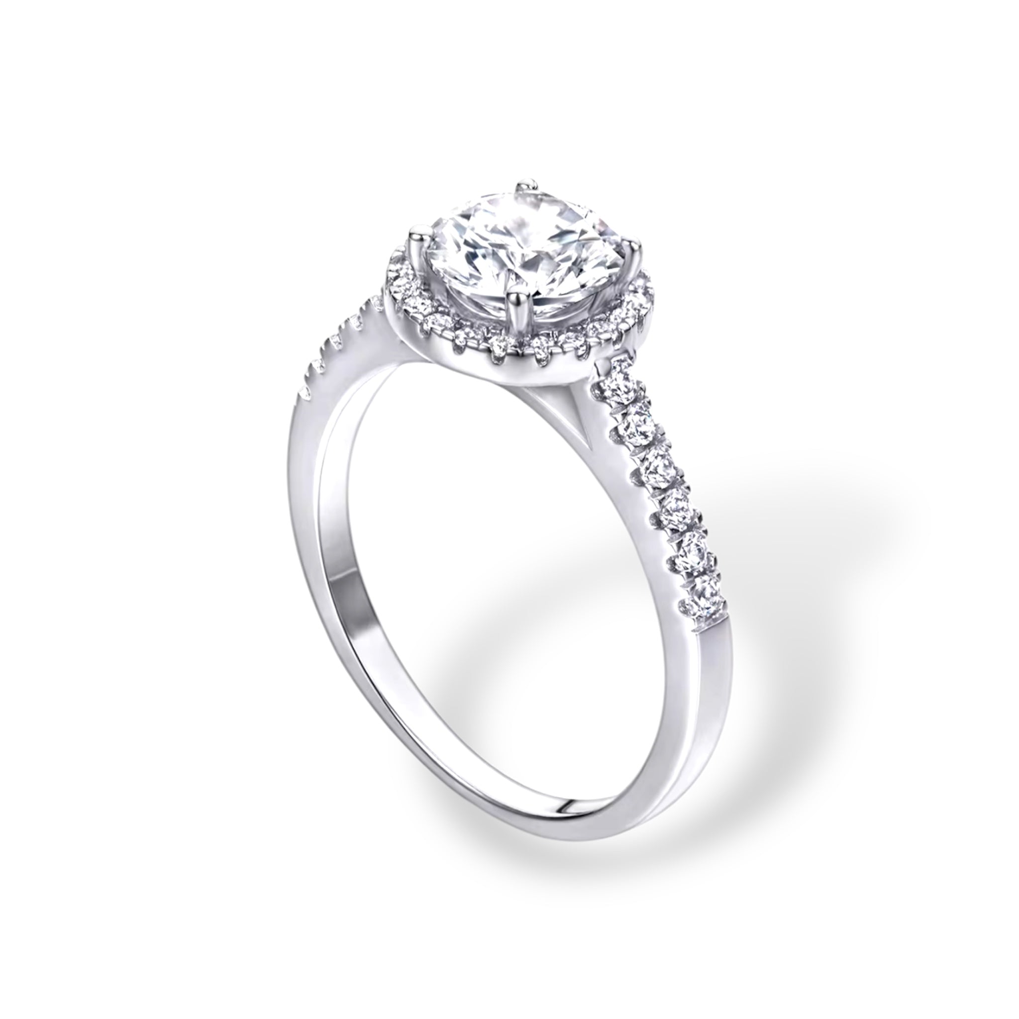 Anello halo rotondo con giro scintillante