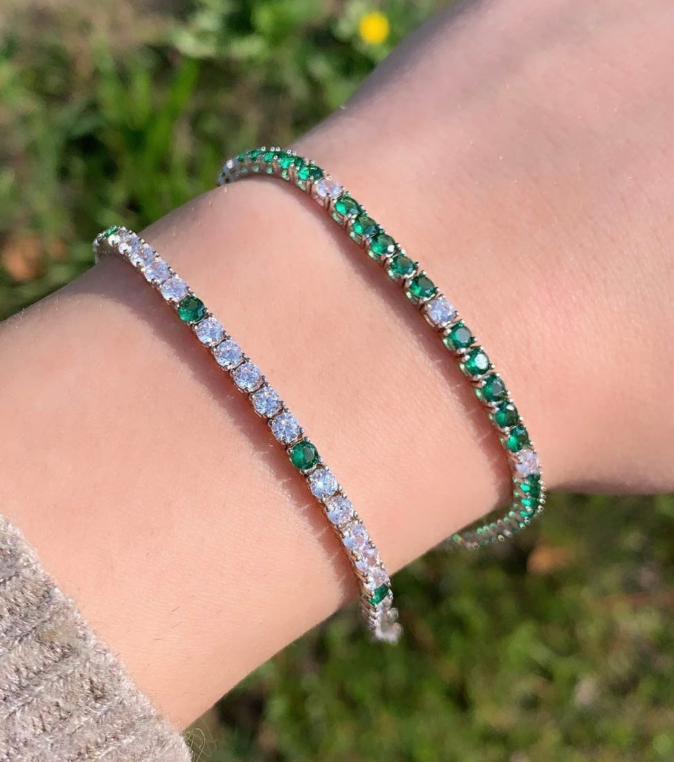 Bracciale Tennis Bicolore verde luminoso 3mm - Shine Gioielli