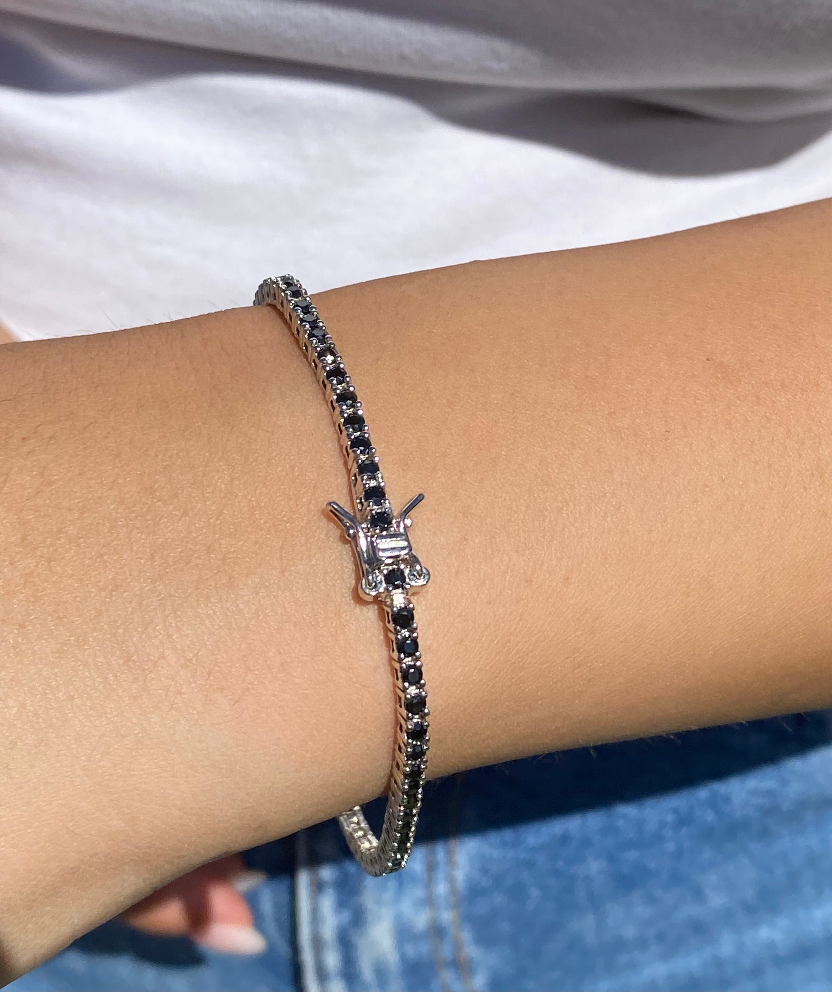 Bracciale tennis con pietre nere