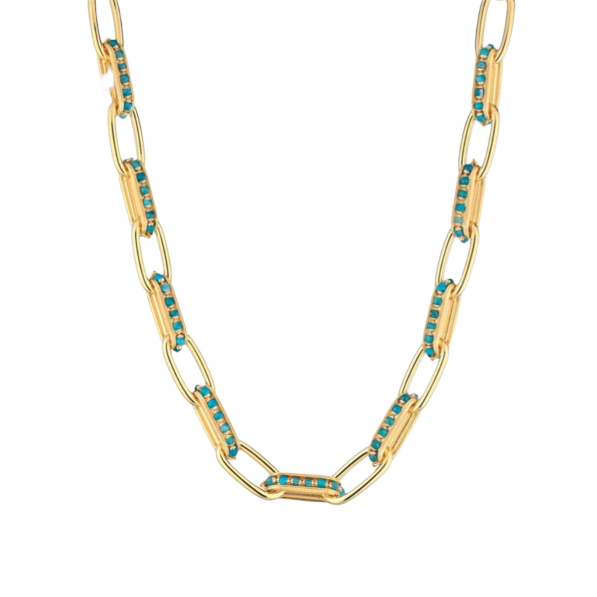 Collana sparkly con maglia ovale e apatite naturale