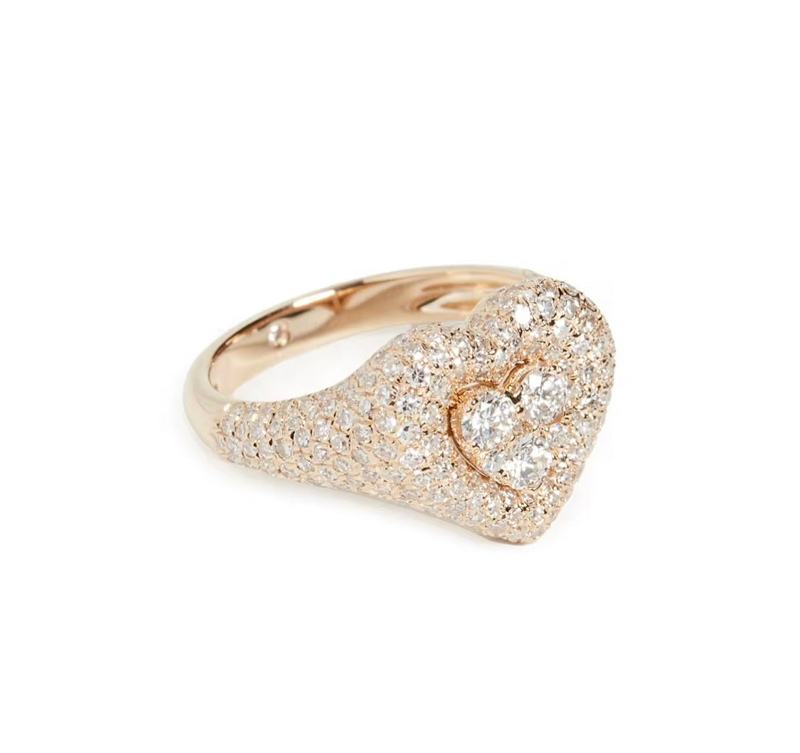 Chevron pinky heart ring