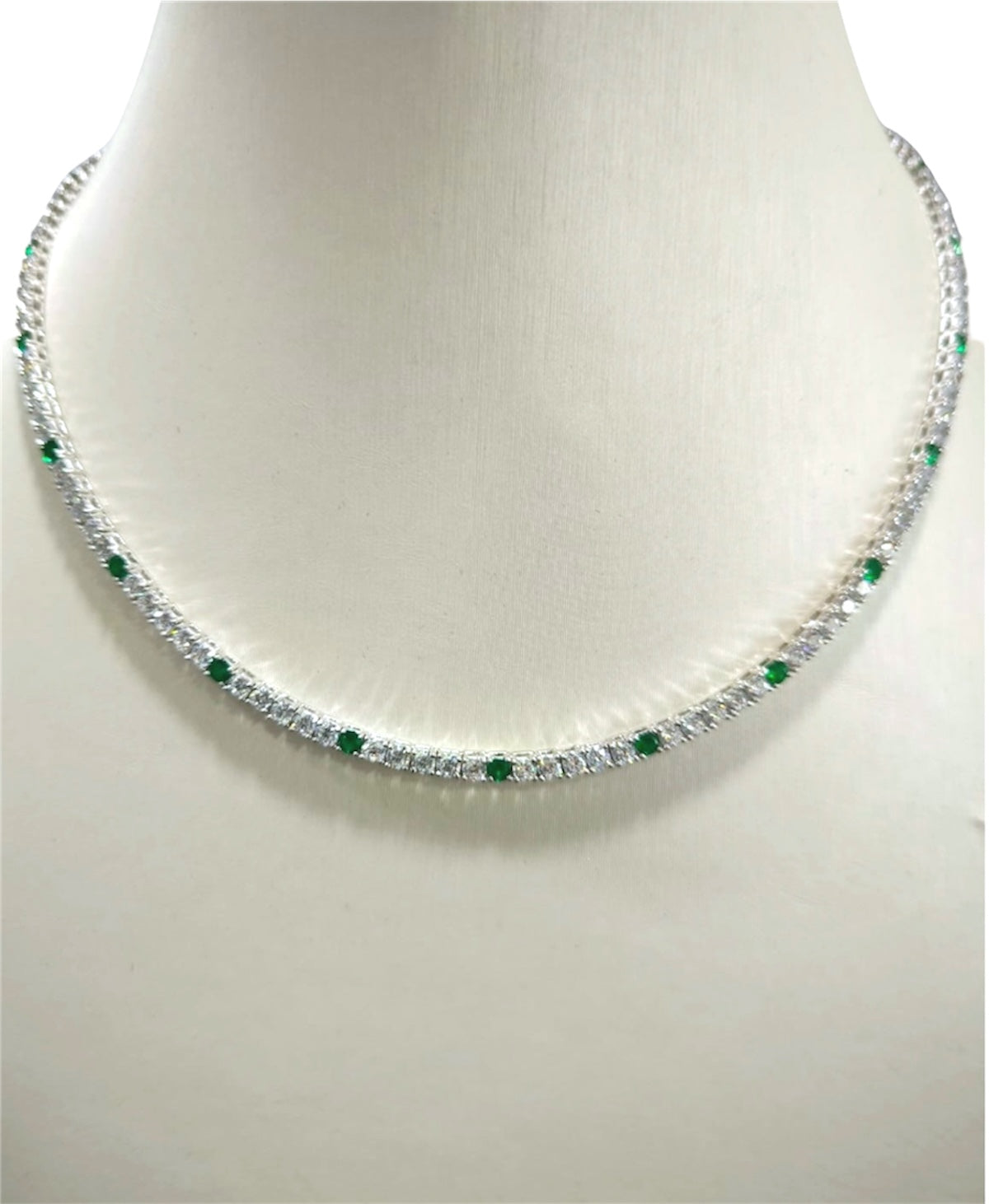 Collana tennis bicolore bianca e verde