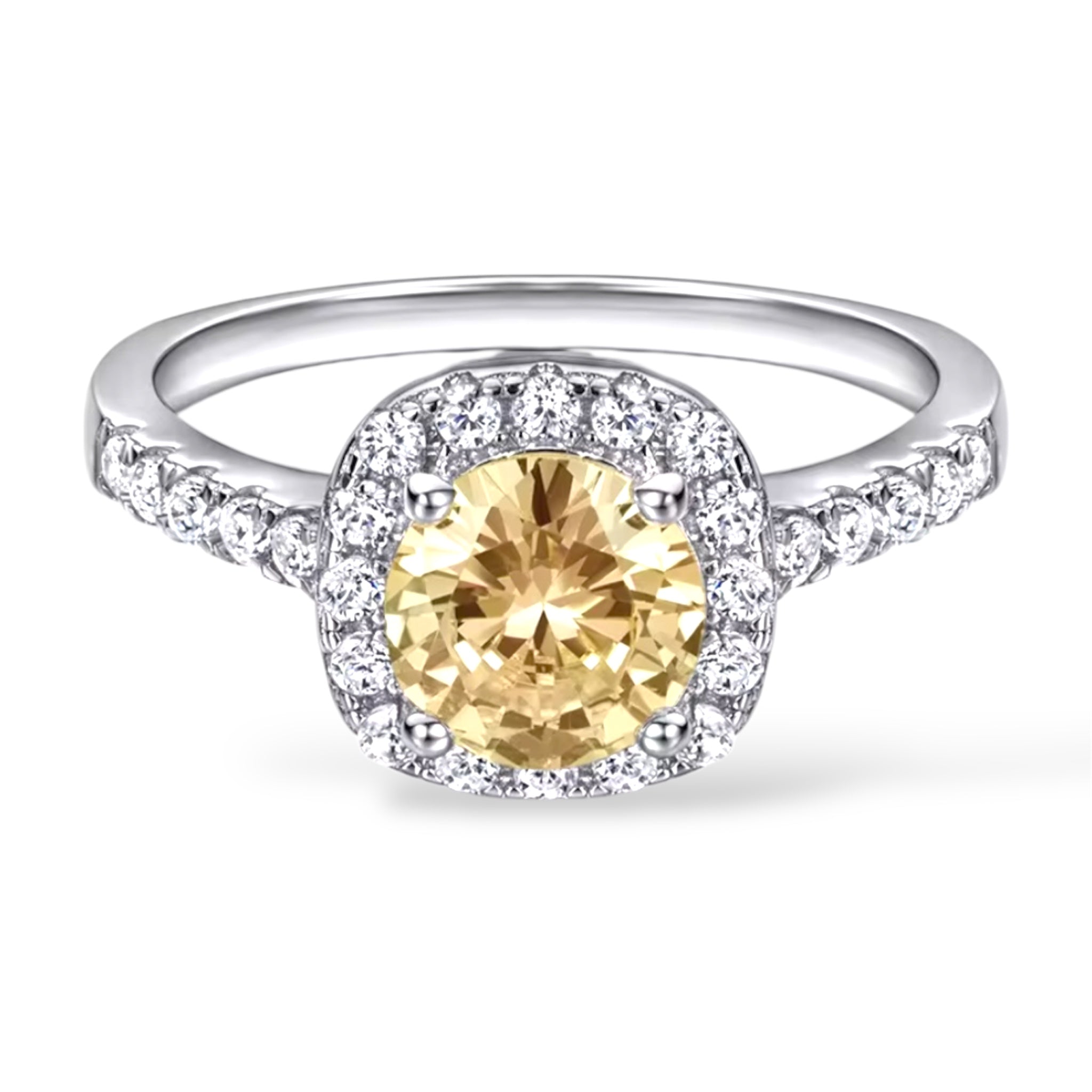 Shine ring with fancy yellow moissanite