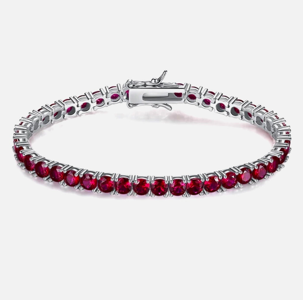 Bracciale Tennis rosso rubino - Shine Gioielli