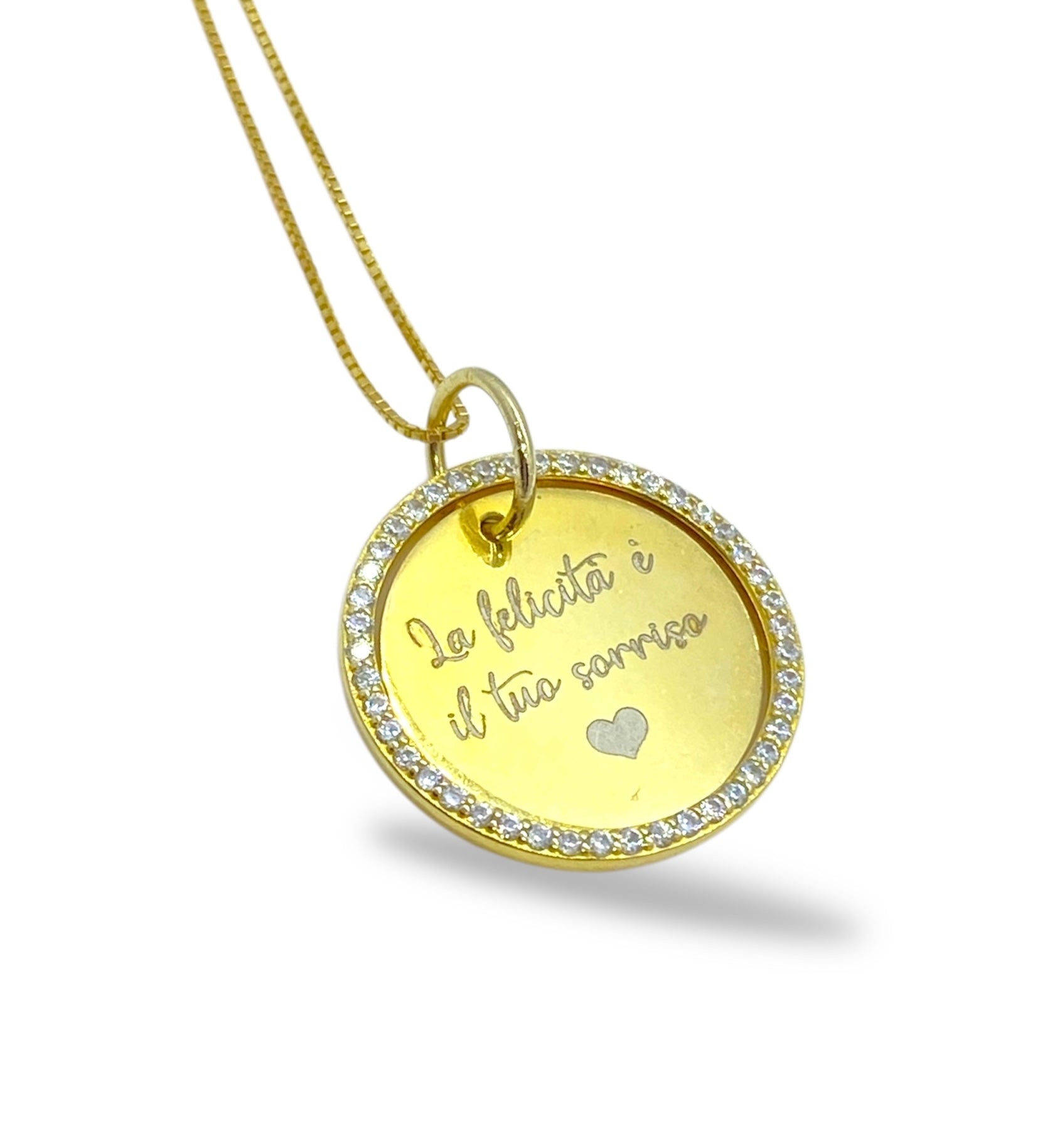 Collana tonda con giro luminoso e incisione personalizzata