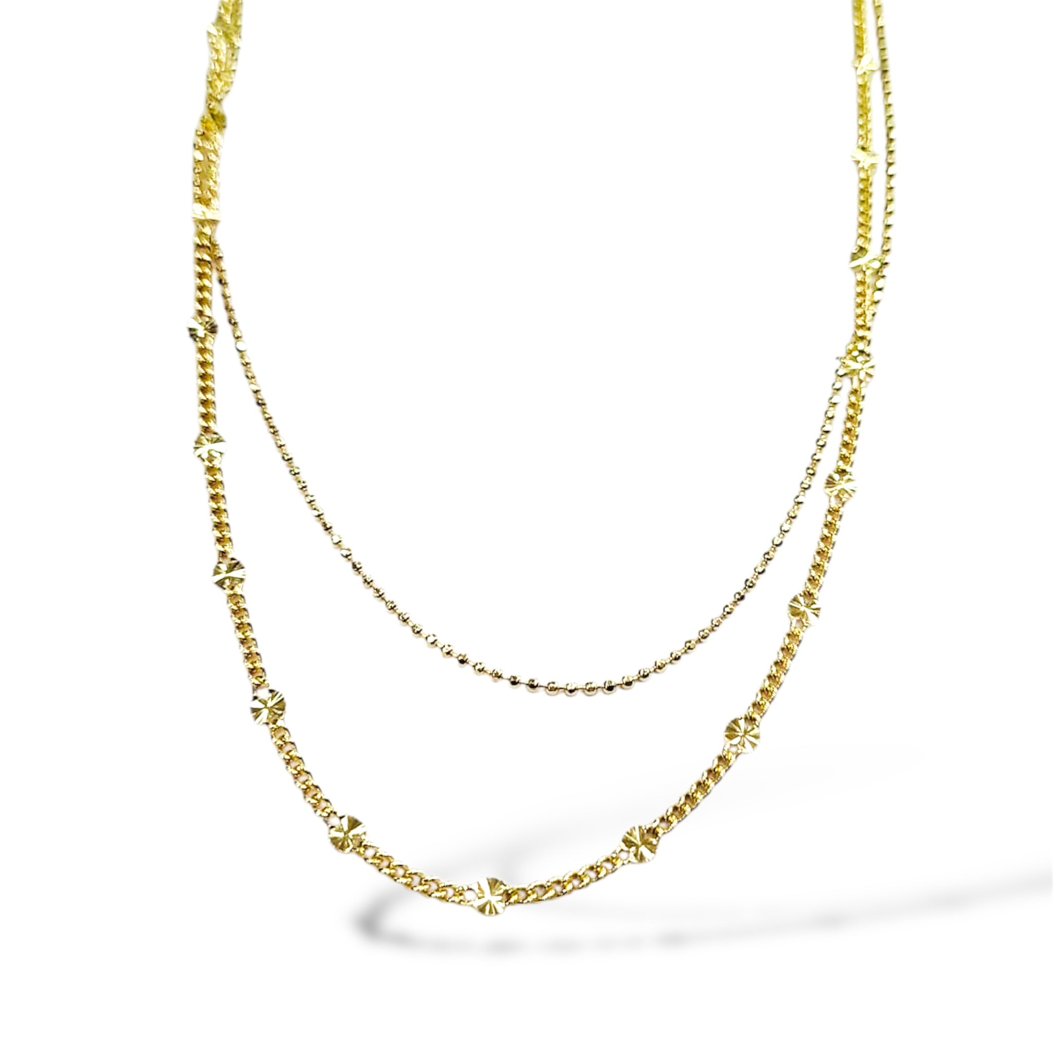 Duo di collane unite sfaccettate