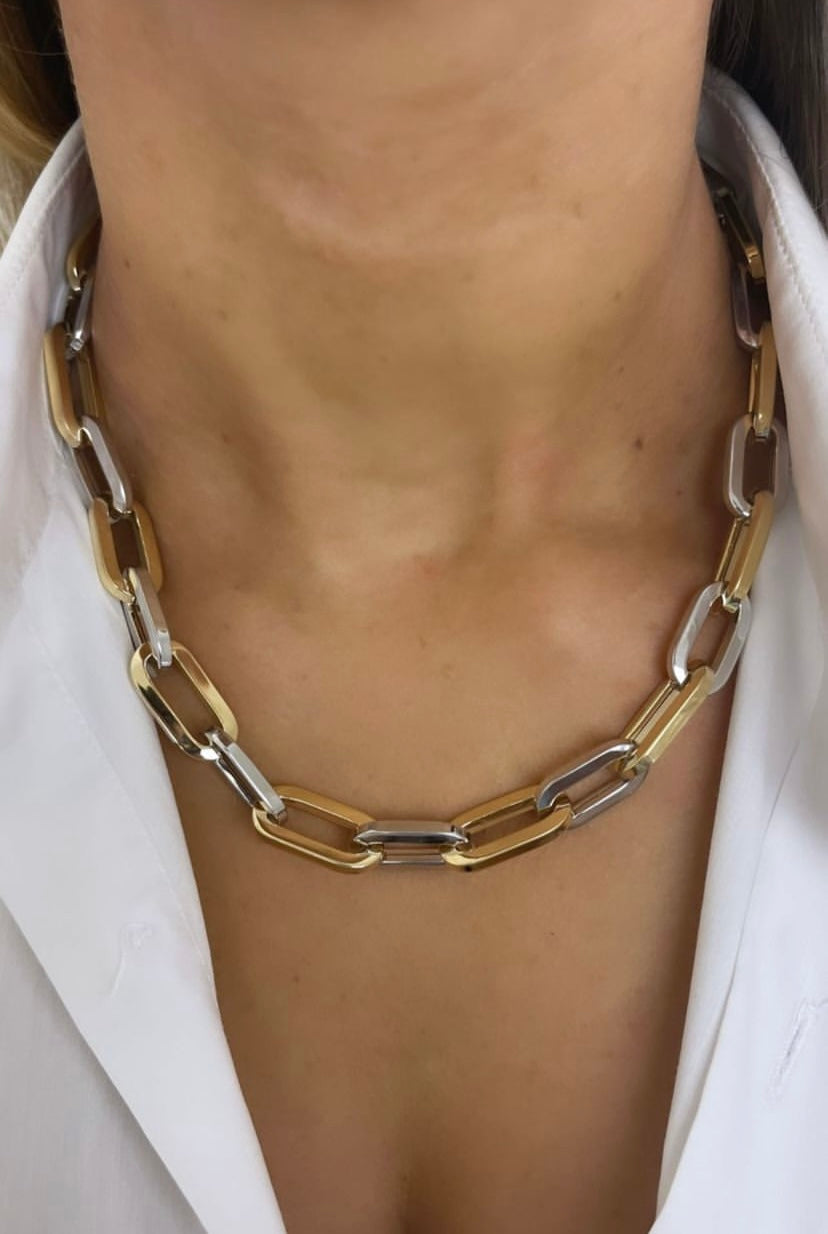 Collana bicolore maglia larga - Shine Gioielli