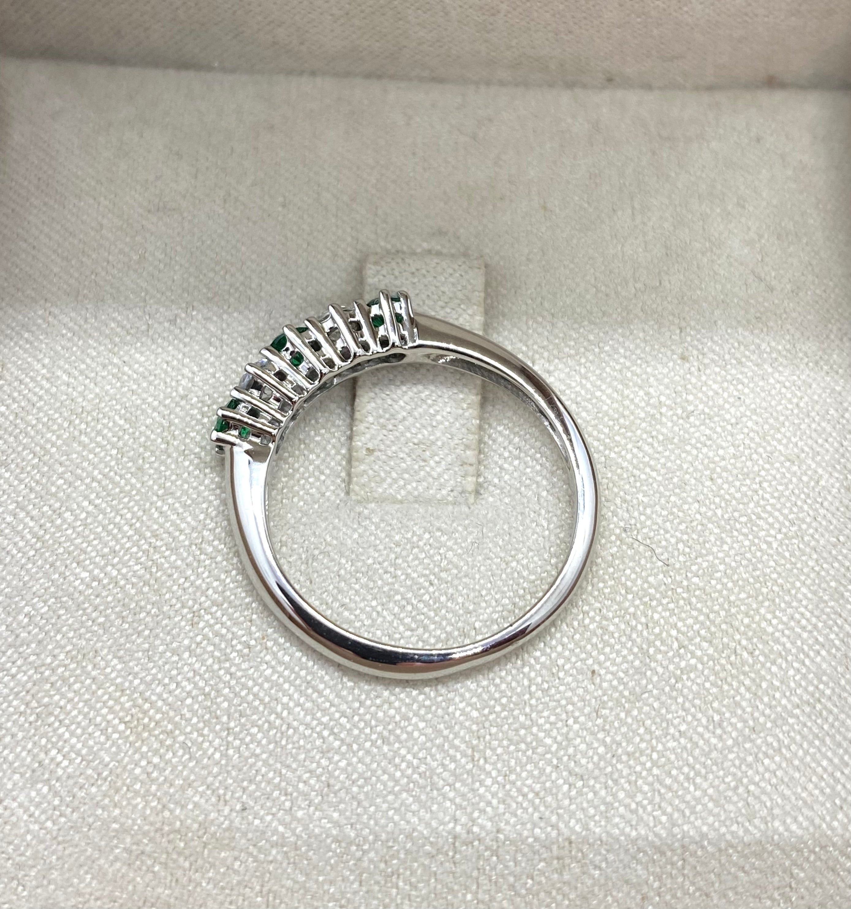 Anello semi Veretta verde smeraldo alternata - Shine Gioielli