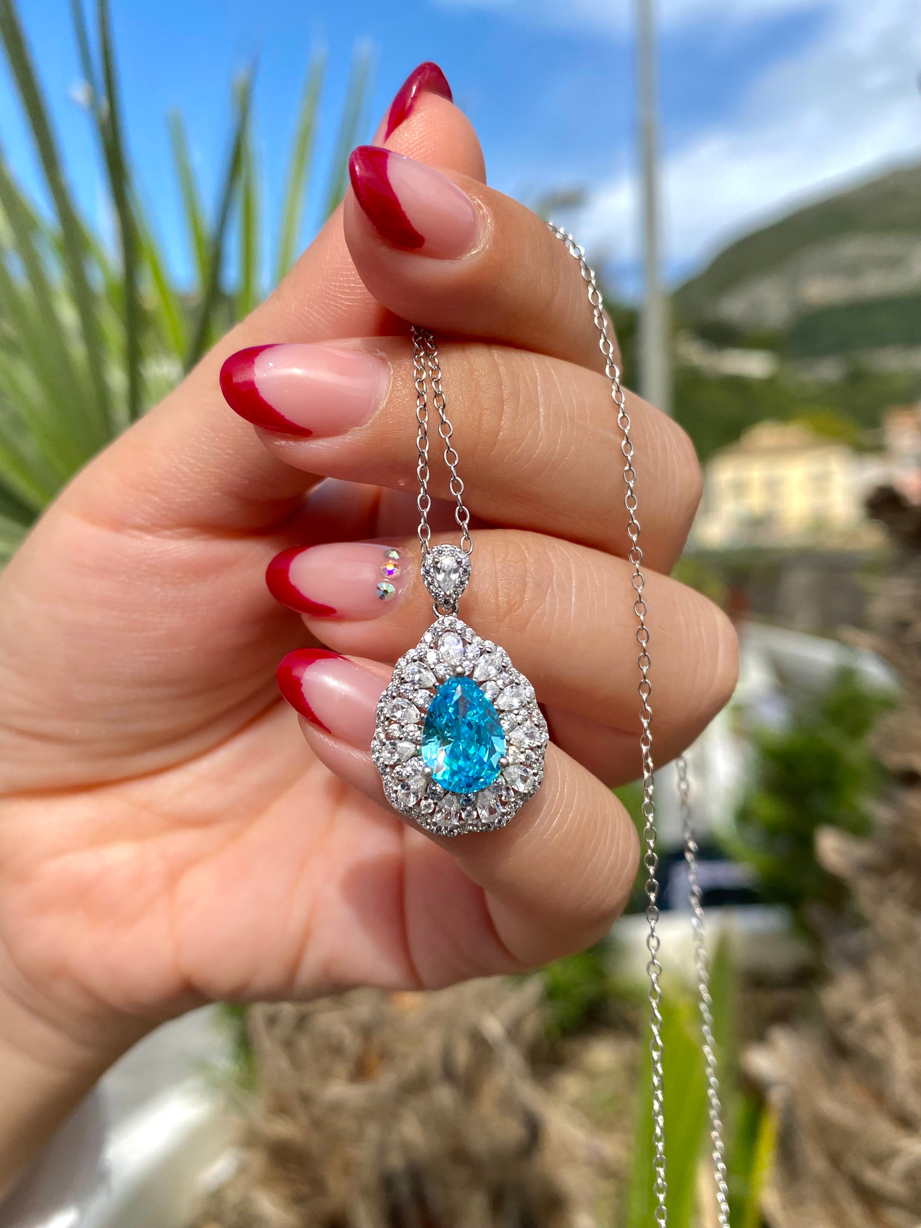 Collana sparkly con paraiba Azzurra sintetica