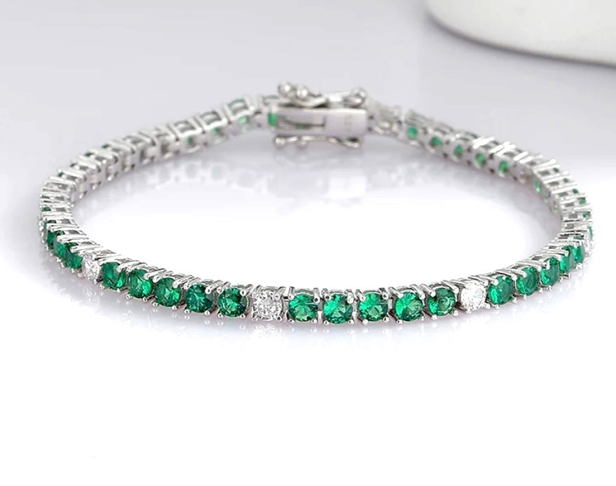 Bracciale Tennis Bicolore verde luminoso 3mm - Shine Gioielli