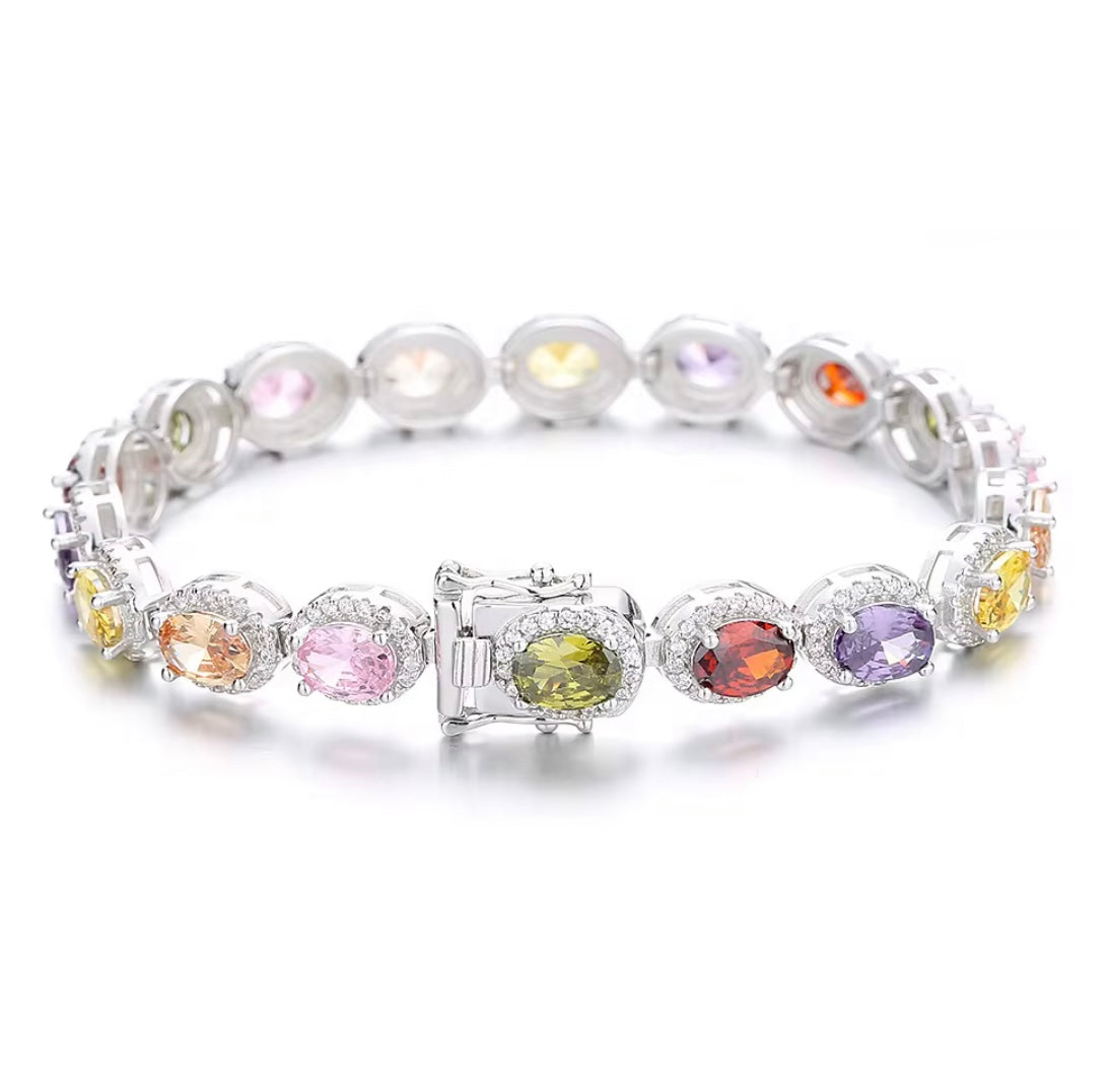 Bracciale tennis ovali colorati luccicanti