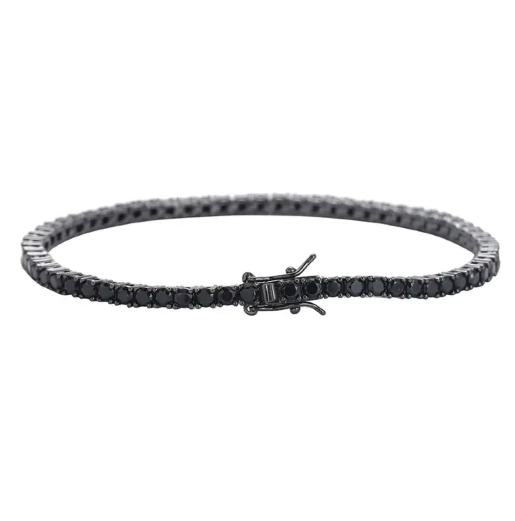 Bracciale tennis pietre nere con effetto brunito