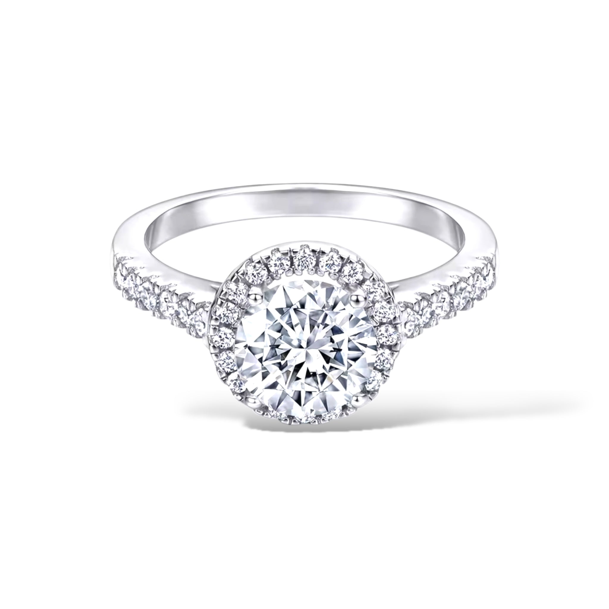 Anello halo rotondo con giro scintillante