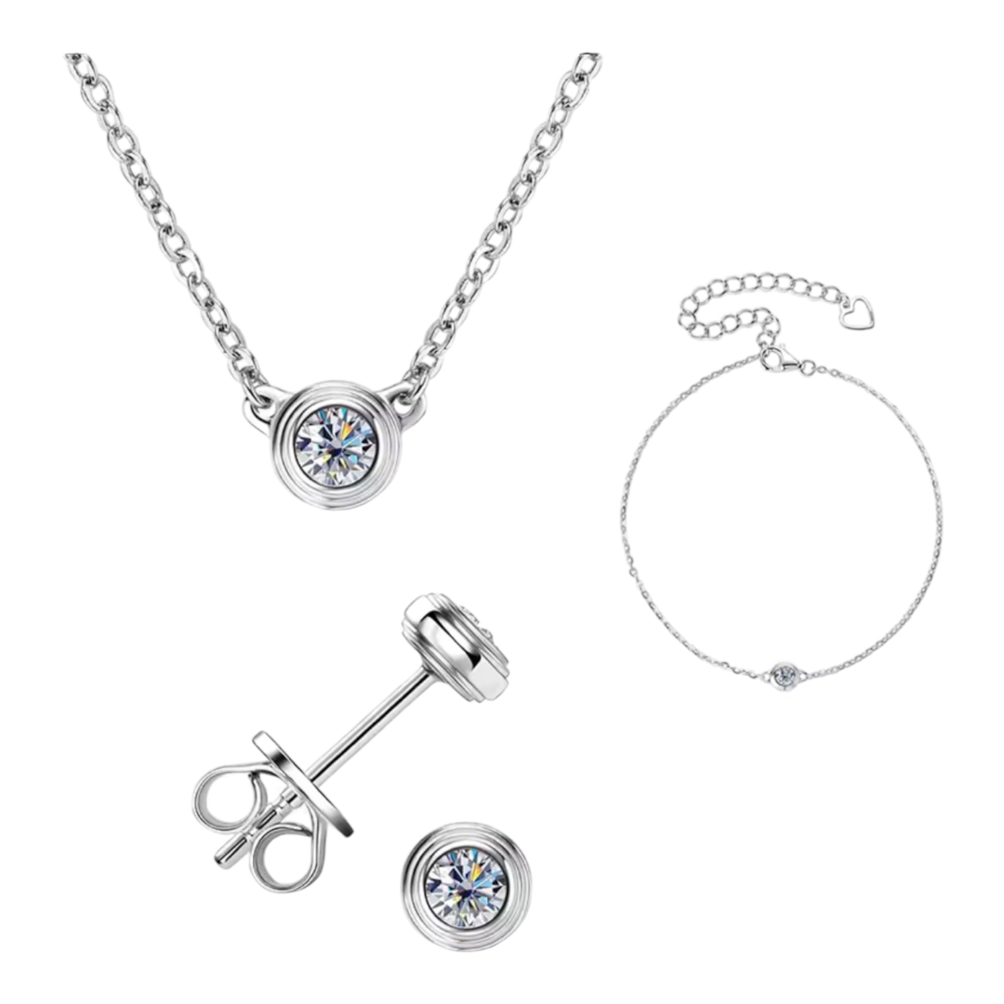 Parure punto luce a cipollina da 3mm con moissanite