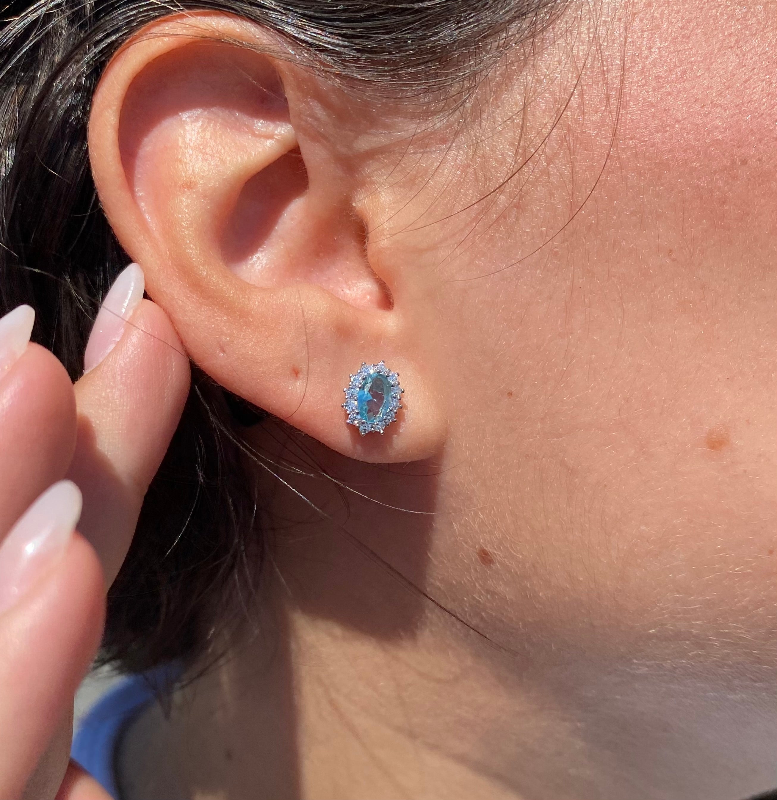 Orecchini acquamarina sintetica - Shine Gioielli
