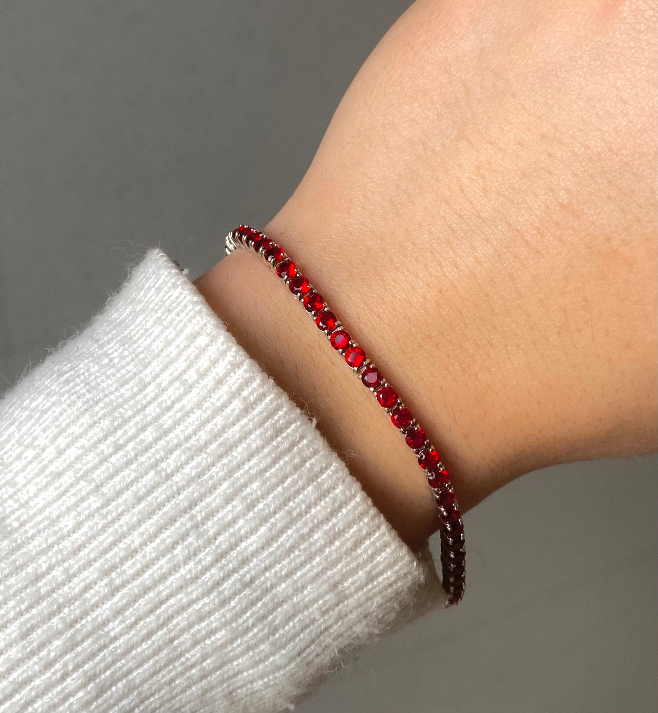 Bracciale Tennis rosso rubino - Shine Gioielli