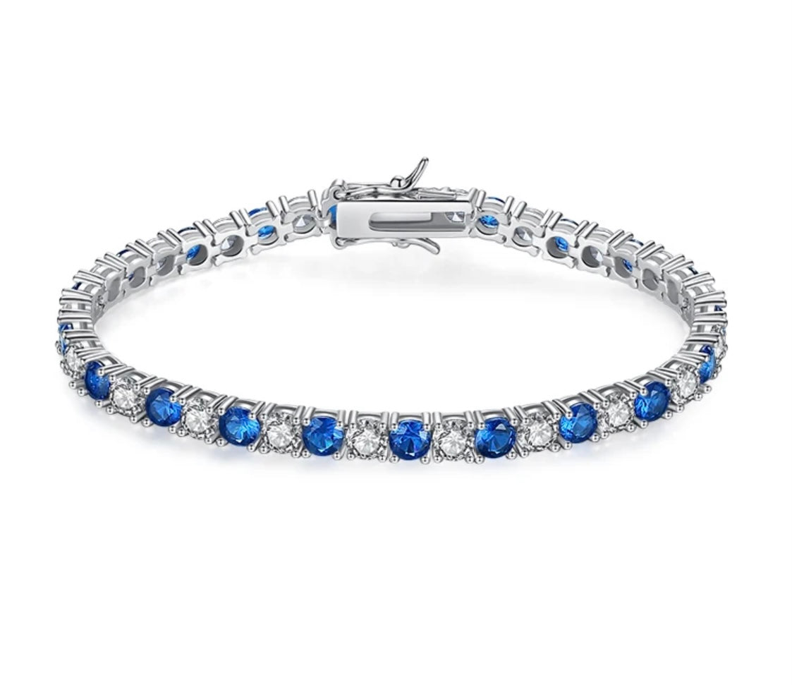 Bracciale tennis bicolore bianco e blu