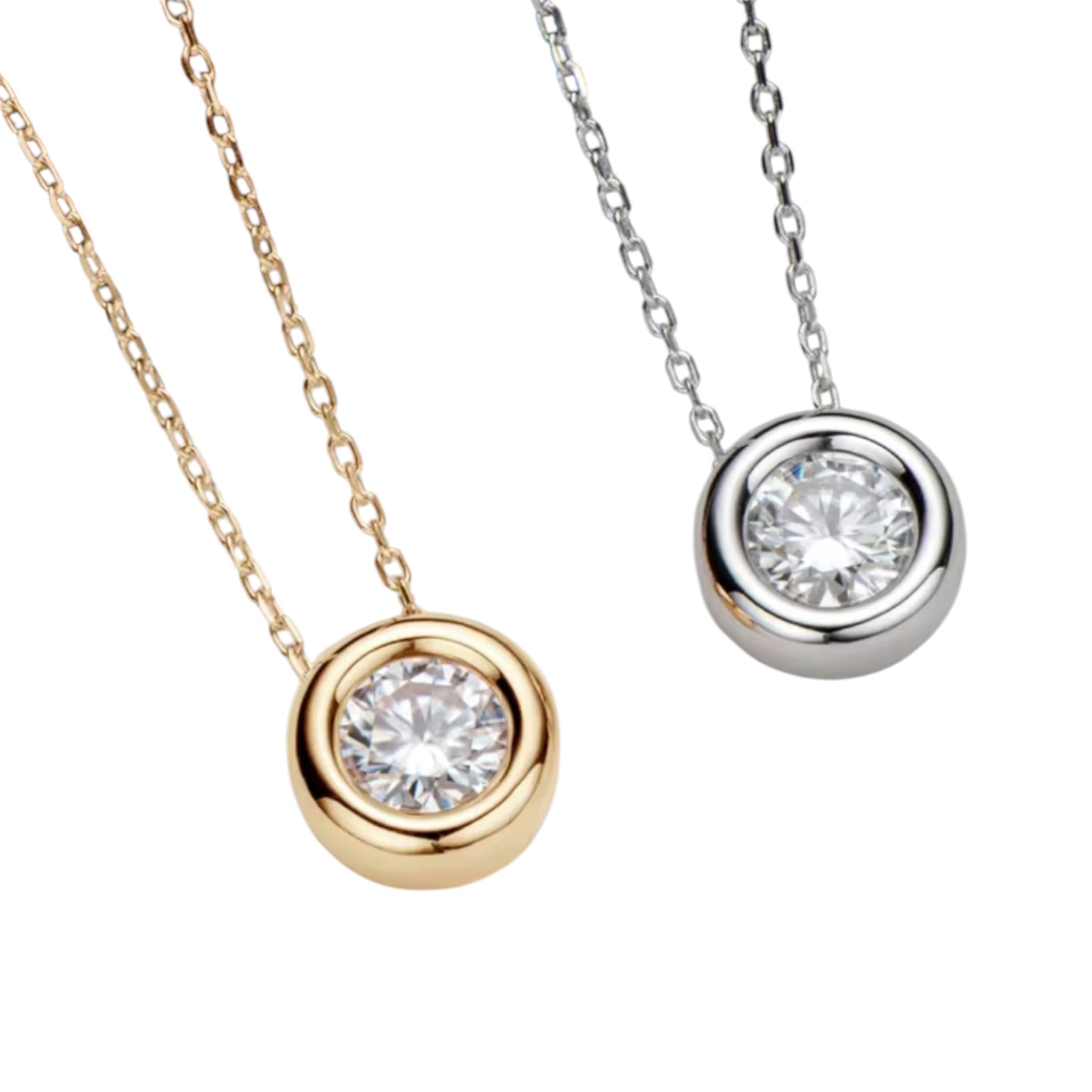 Collana punto luce a cipollina in moissanite certificata