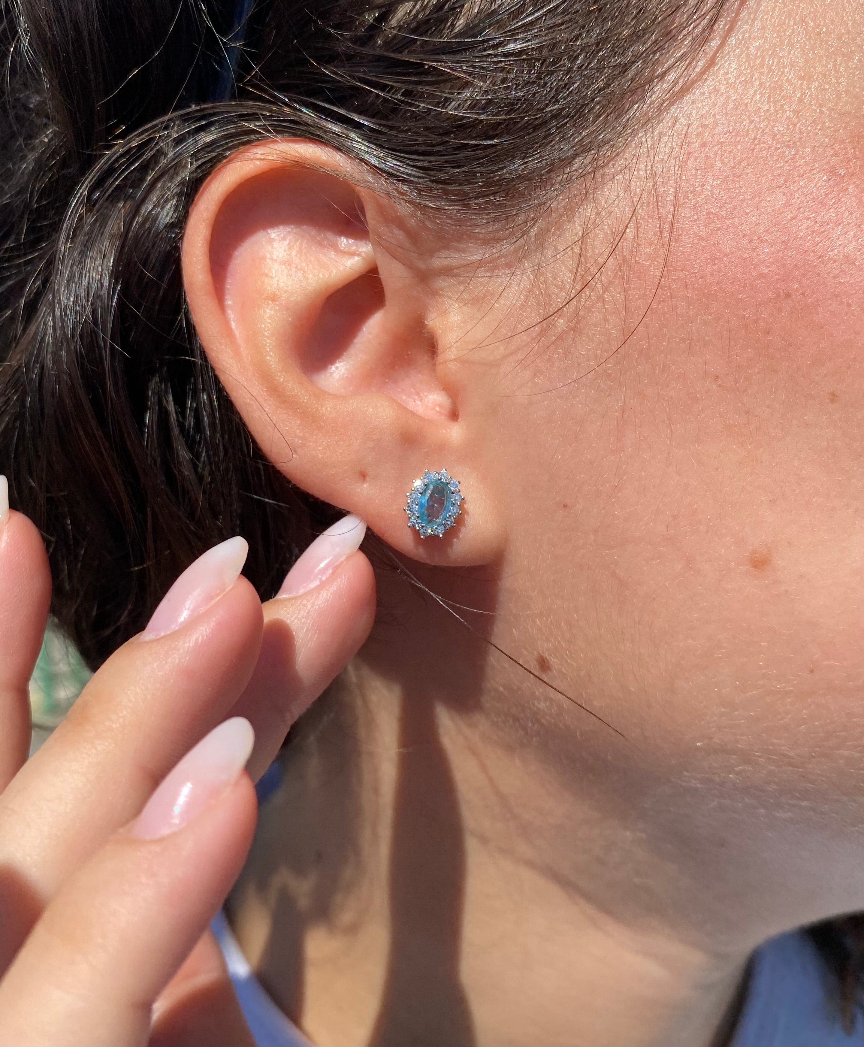 Orecchini acquamarina sintetica - Shine Gioielli