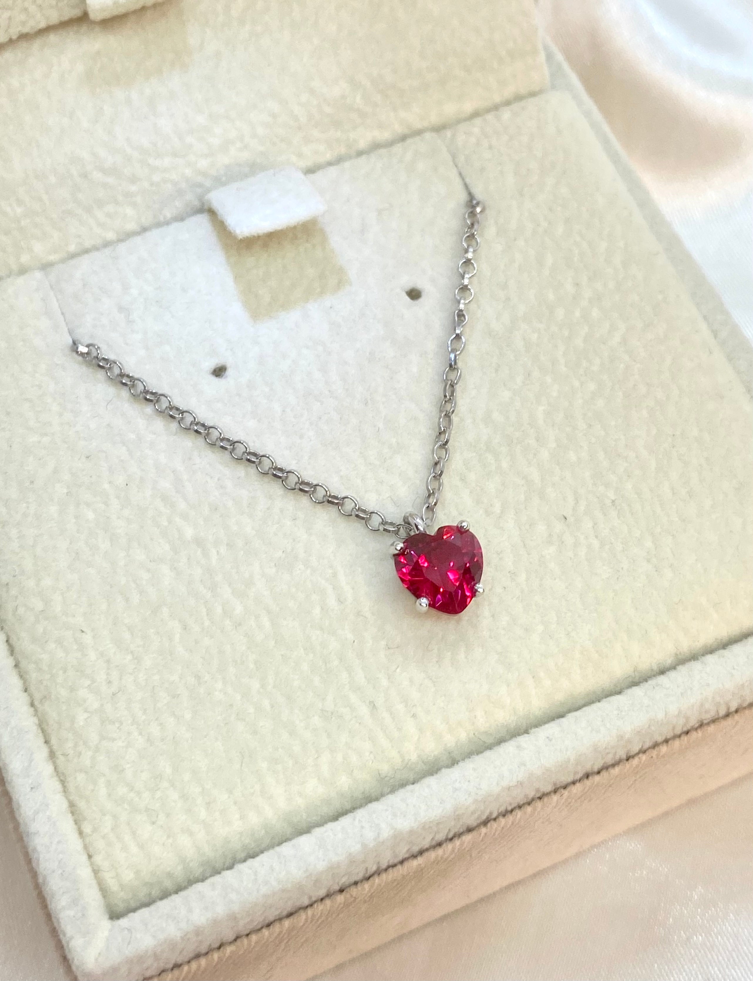 Collana a cuore con granato naturale - Shine Gioielli