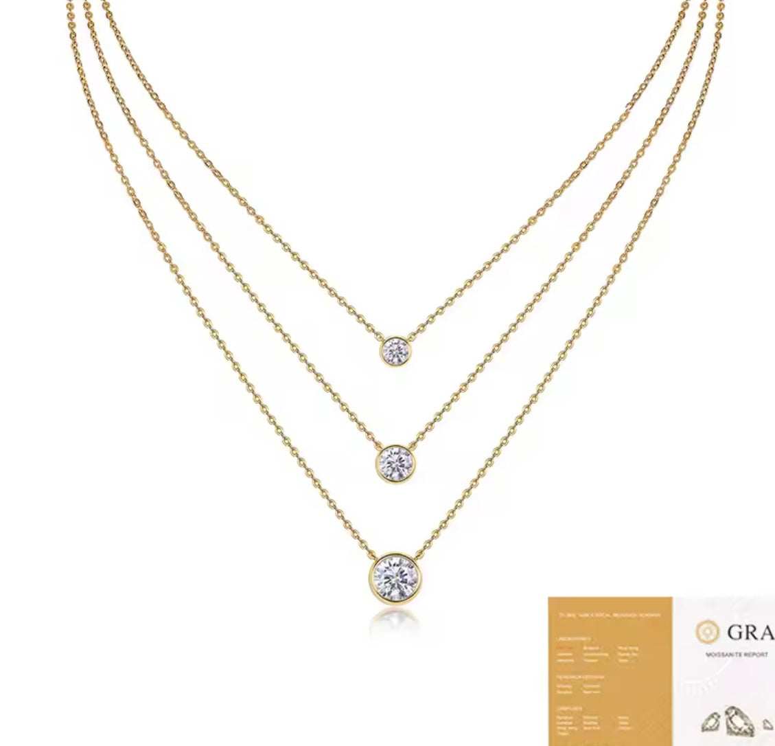 Tris di collane con punto luce a cipollina