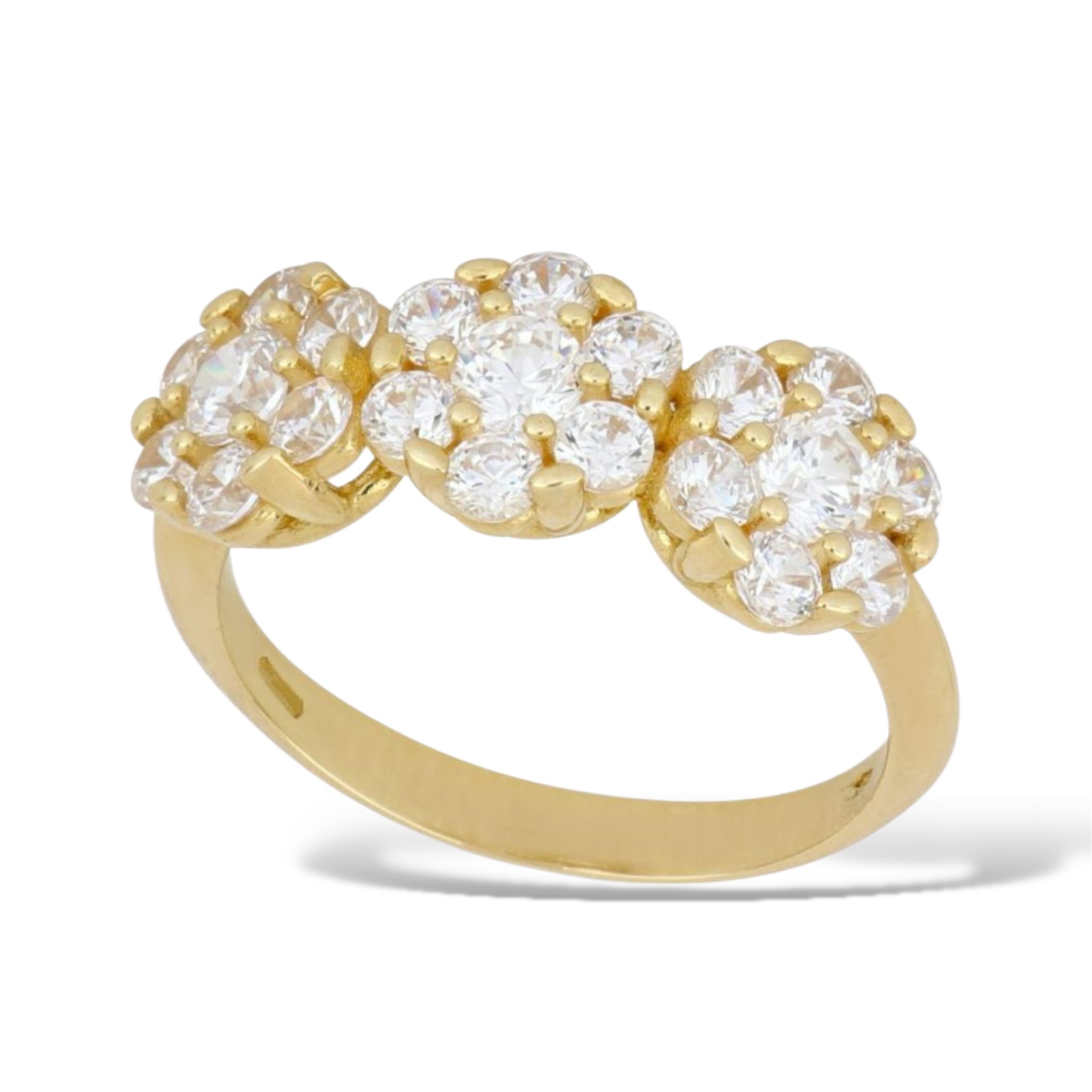 18kt gold flower trilogy ring