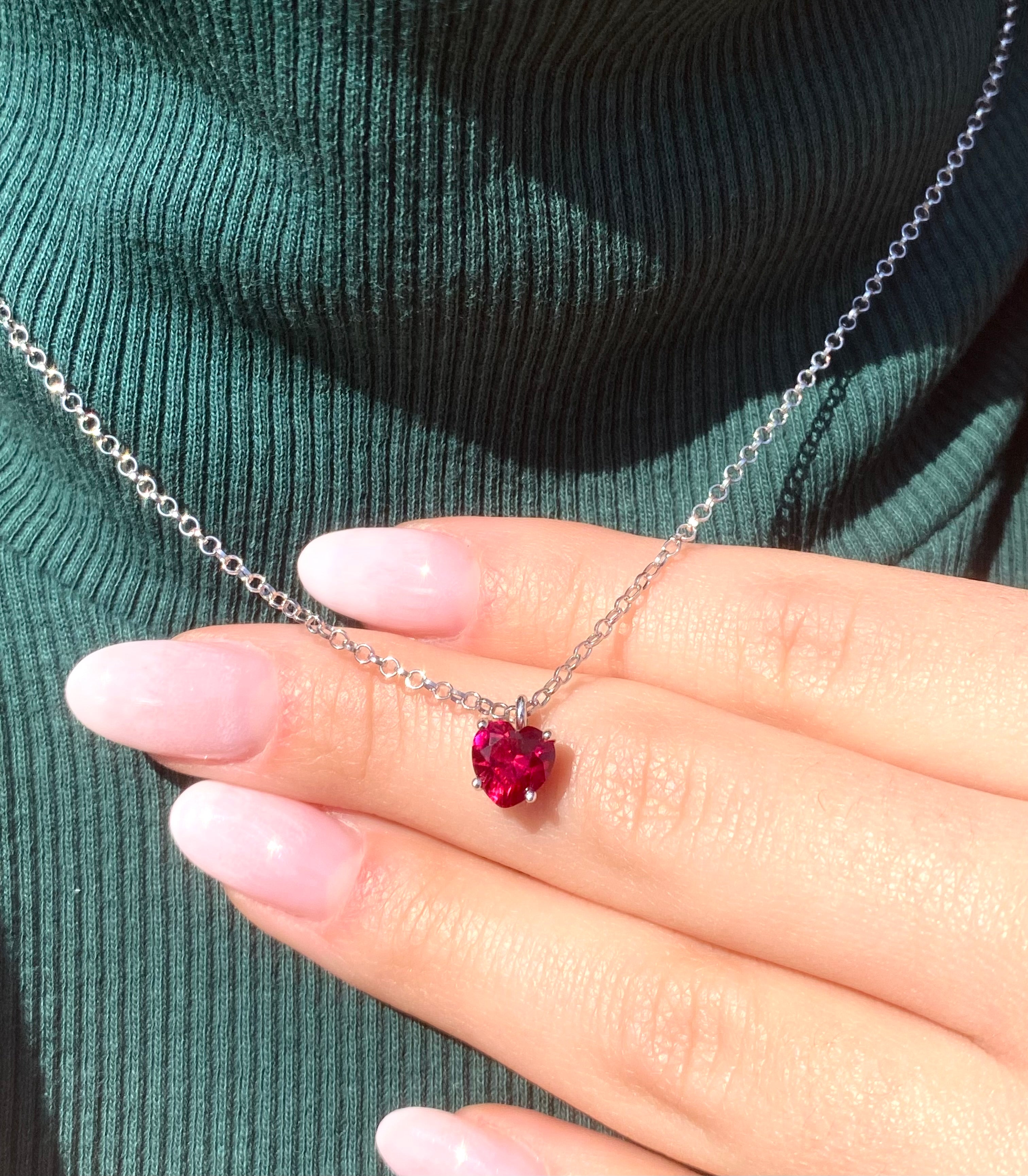 Collana a cuore con granato naturale - Shine Gioielli