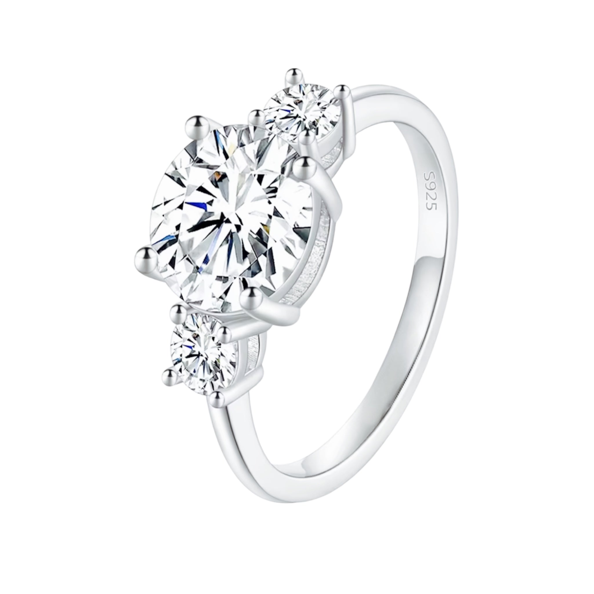 Anello Trilogy con moissanite da 2ct certificata GRA