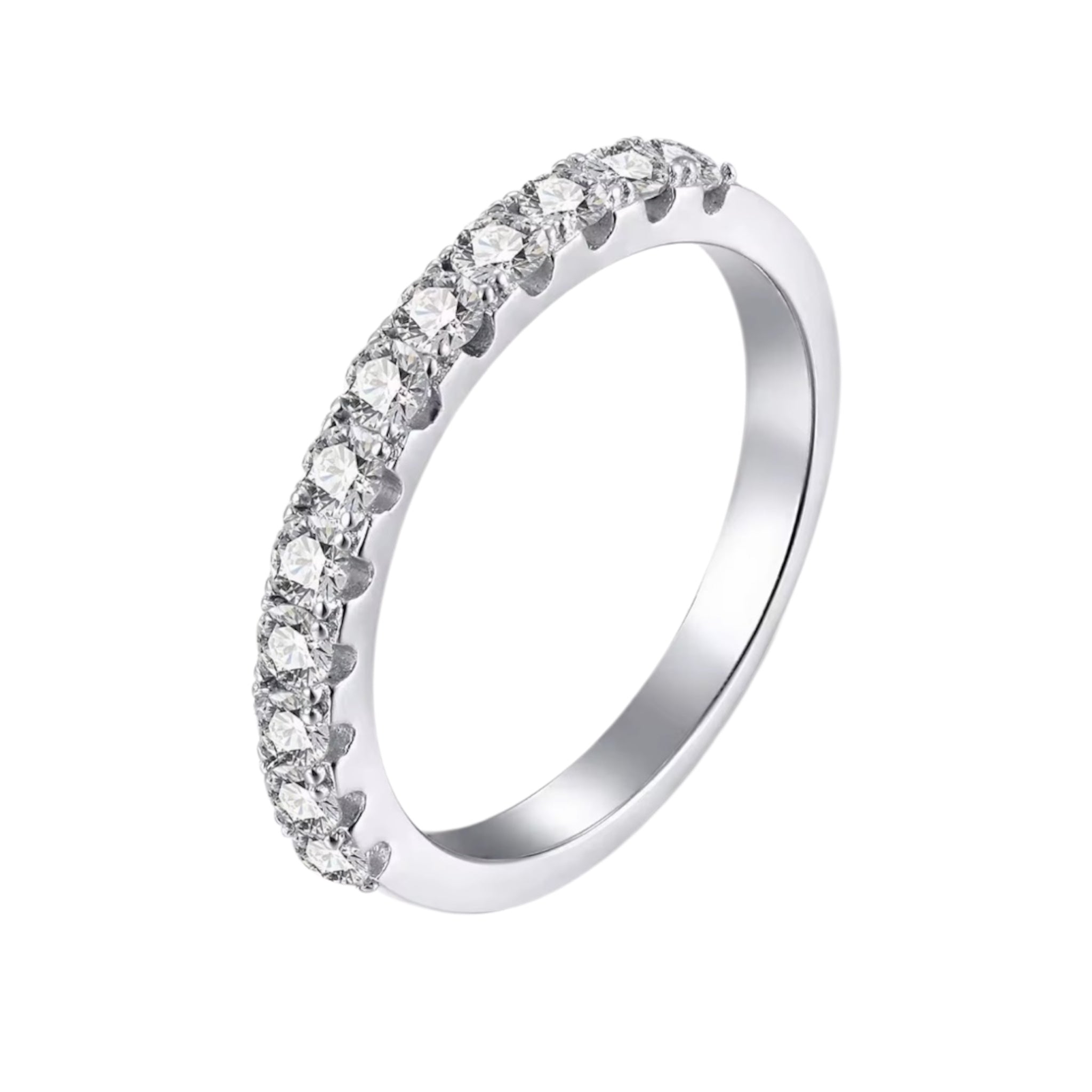 Anello semi eternity con moissaniti 0.45ct con certificato