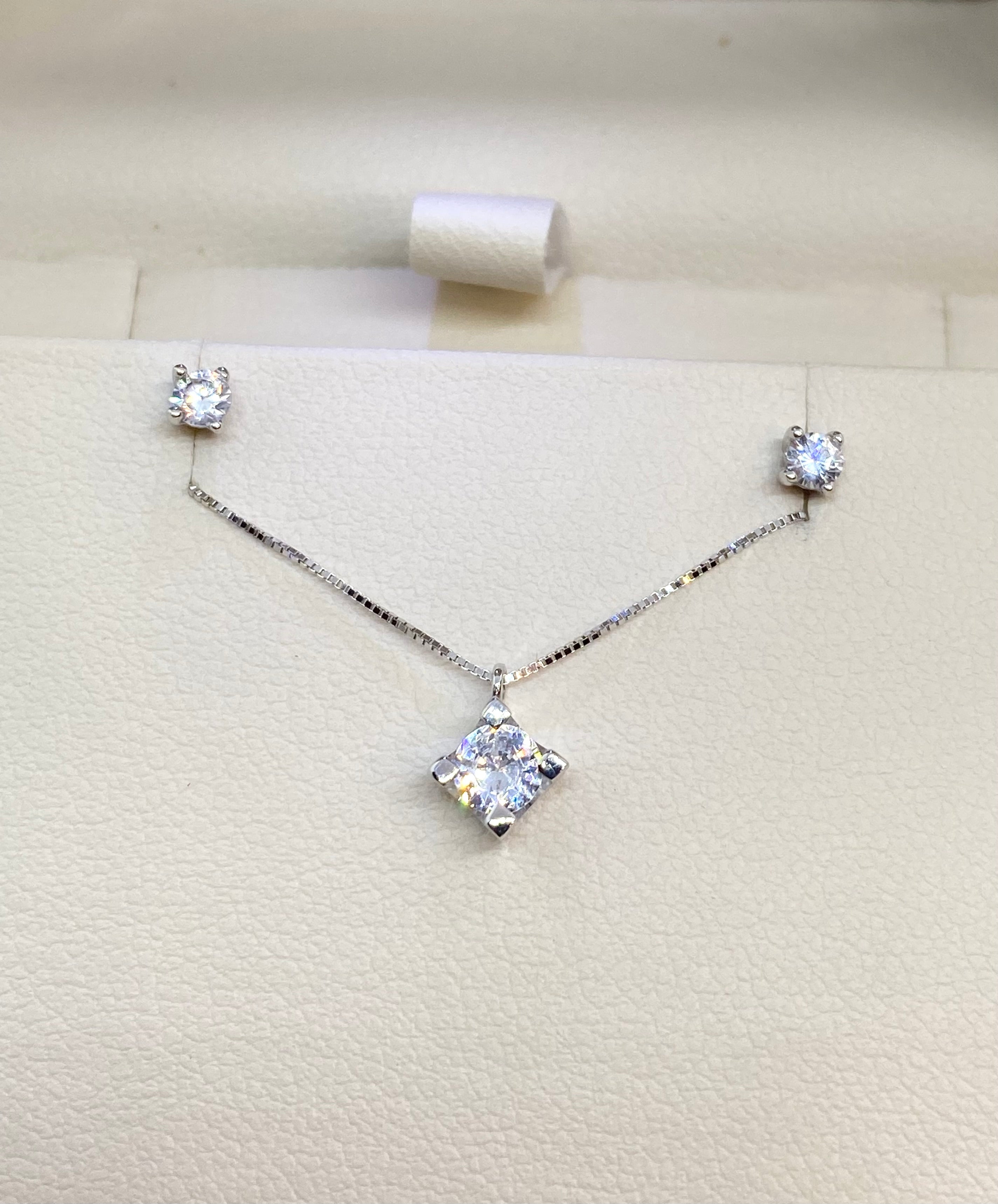 PARURE COLLANA E ORECCHINI IN ORO BIANCO 18KT - Shine Gioielli