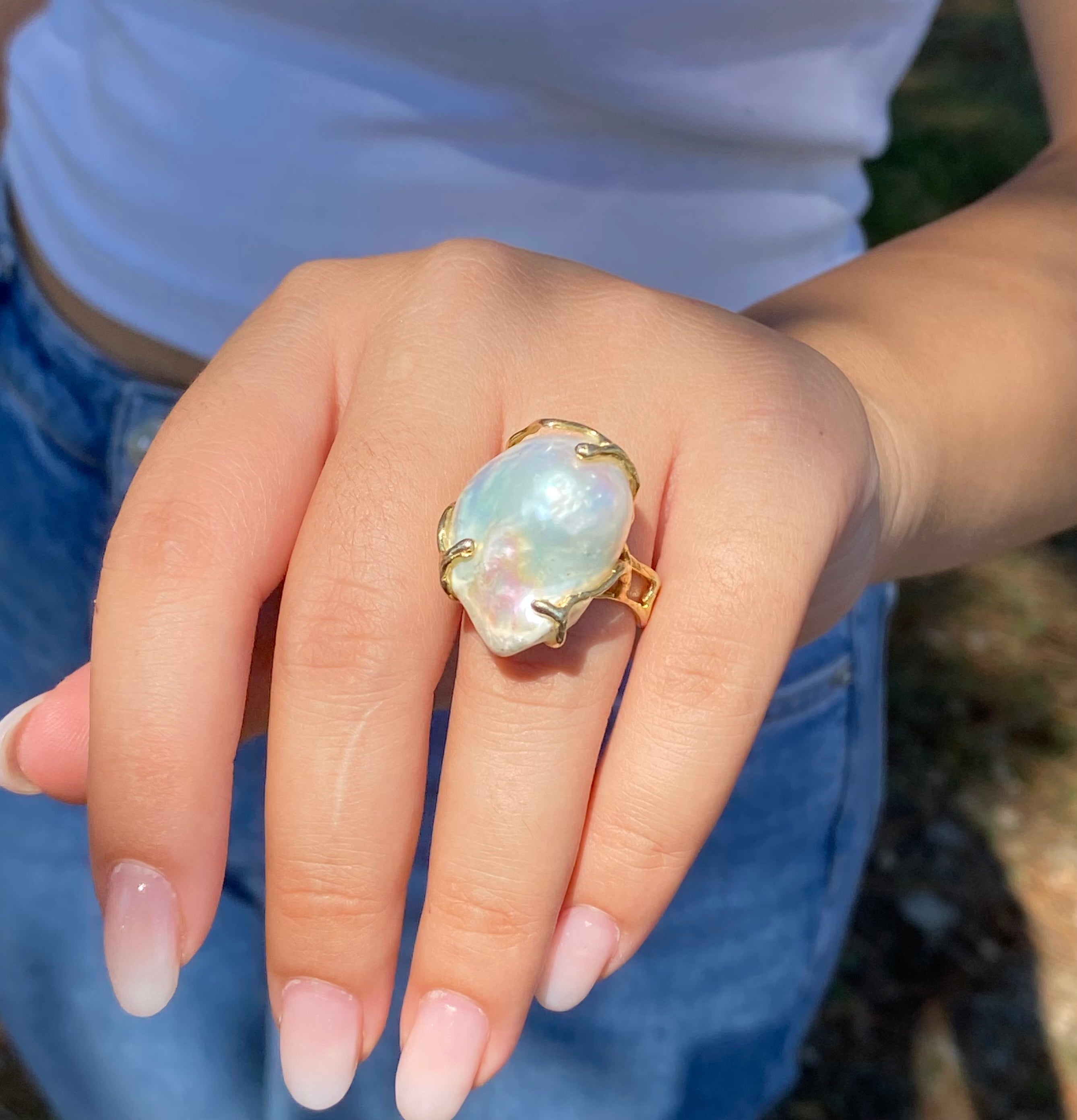 Baroque Pearl Ring in 925 SILVER