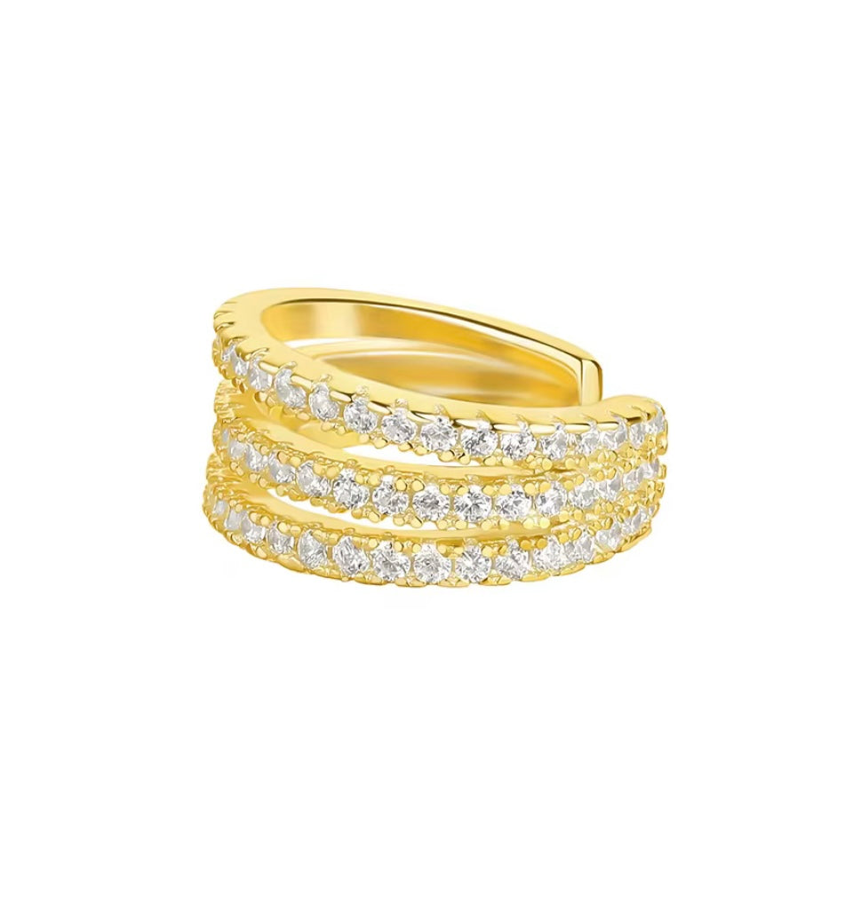 Earcuff multifilo con pavé luminoso