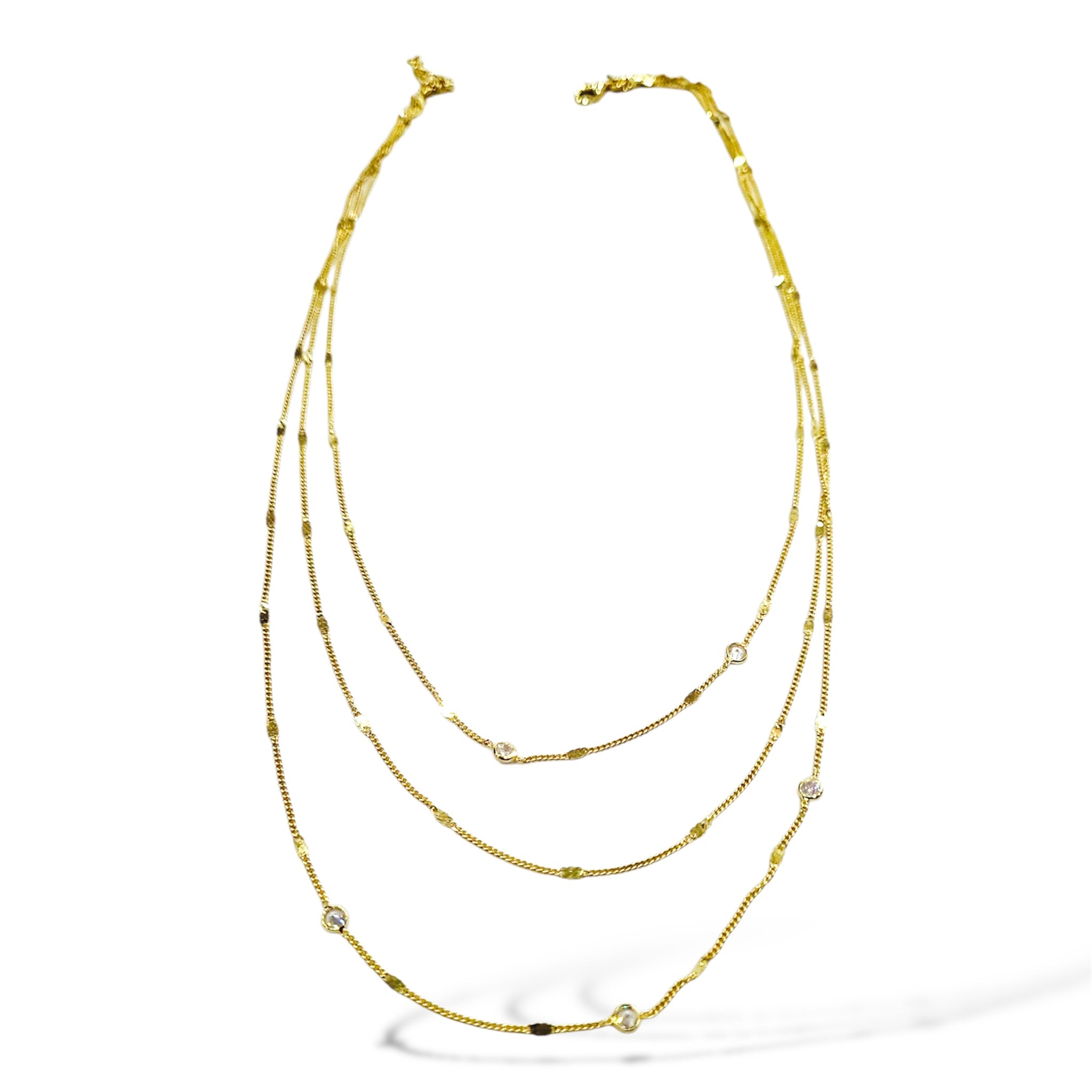 Tris di Collane unite Groumette con micro punto luce