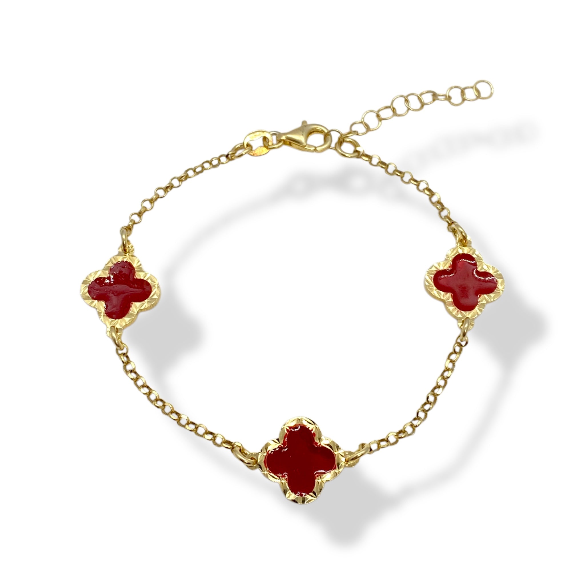 Bracciale fiori smaltato rosso - Shine Gioielli