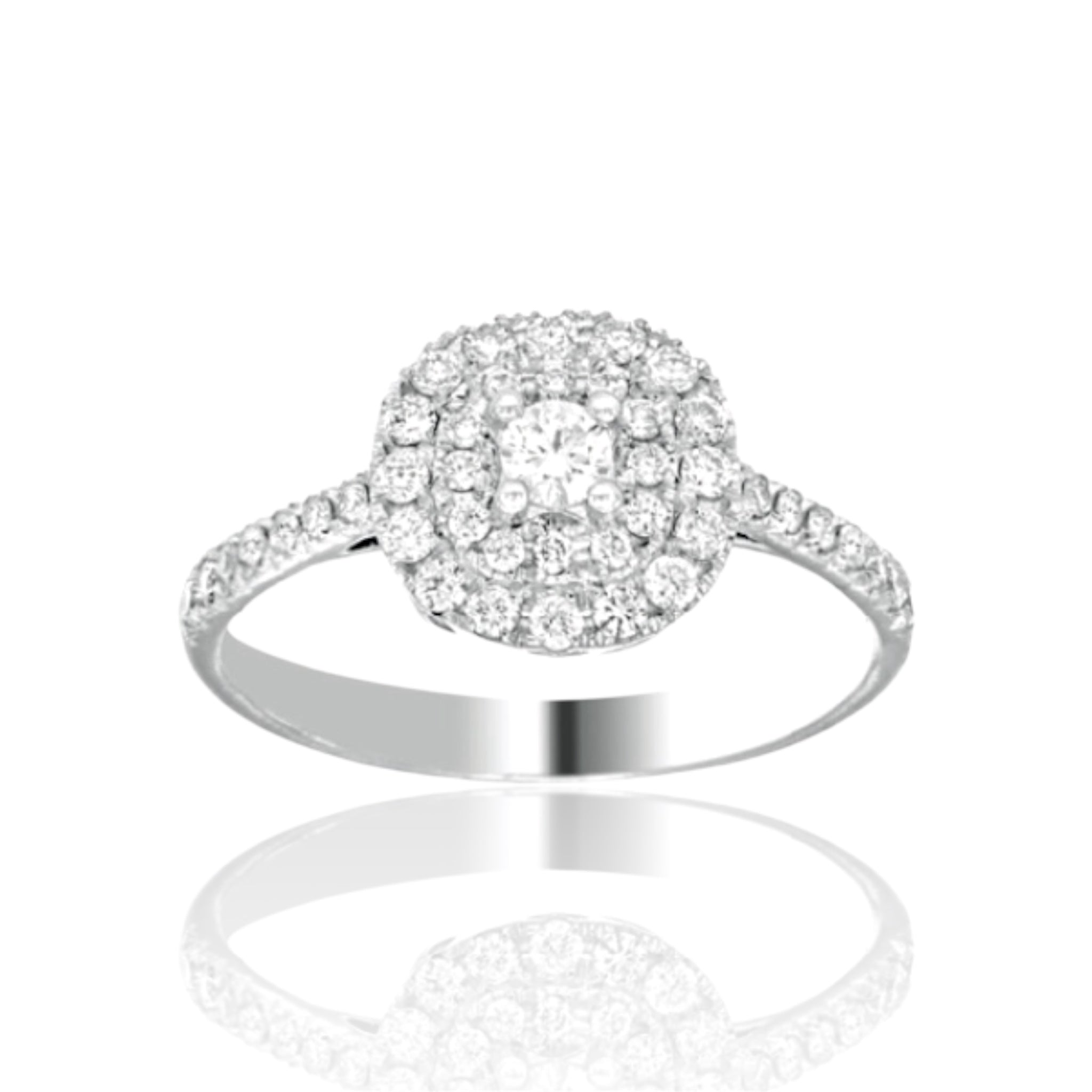 ANELLO IN ORO BIANCO 18KT CON PAVÉ DI DIAMANTI NATURALI ct. 0,40 G COLOR PUREZZA VS