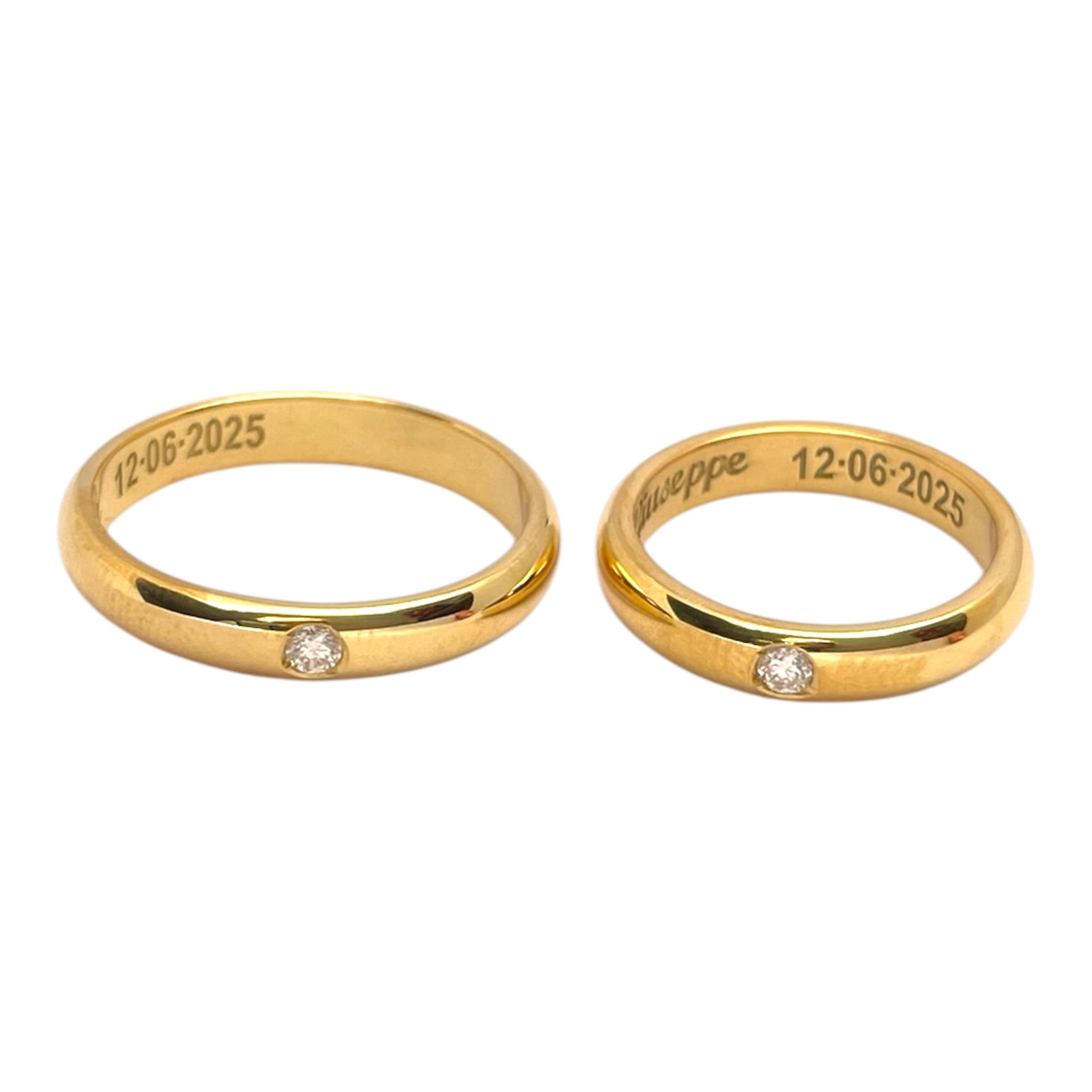 Coppia Fedi in argento 925 e moissanite D color purezza Vvs