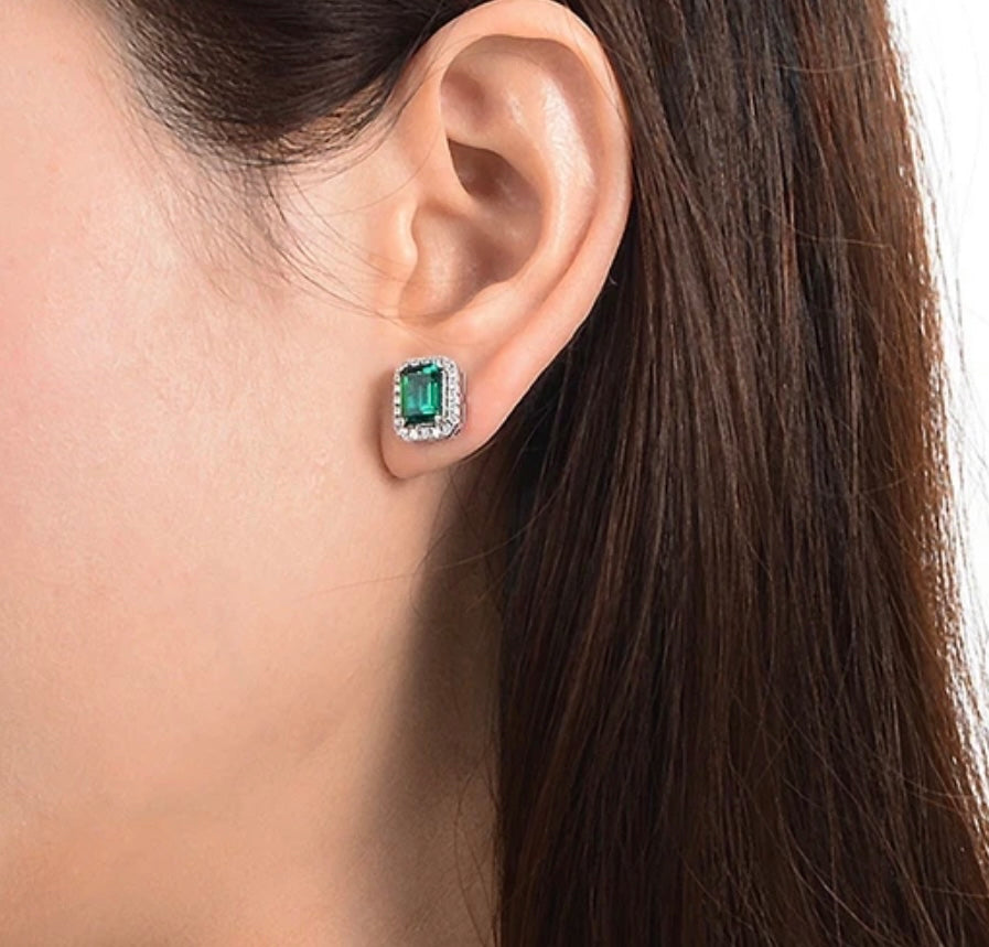 Orecchini baguette verde smeraldo - Shine Gioielli