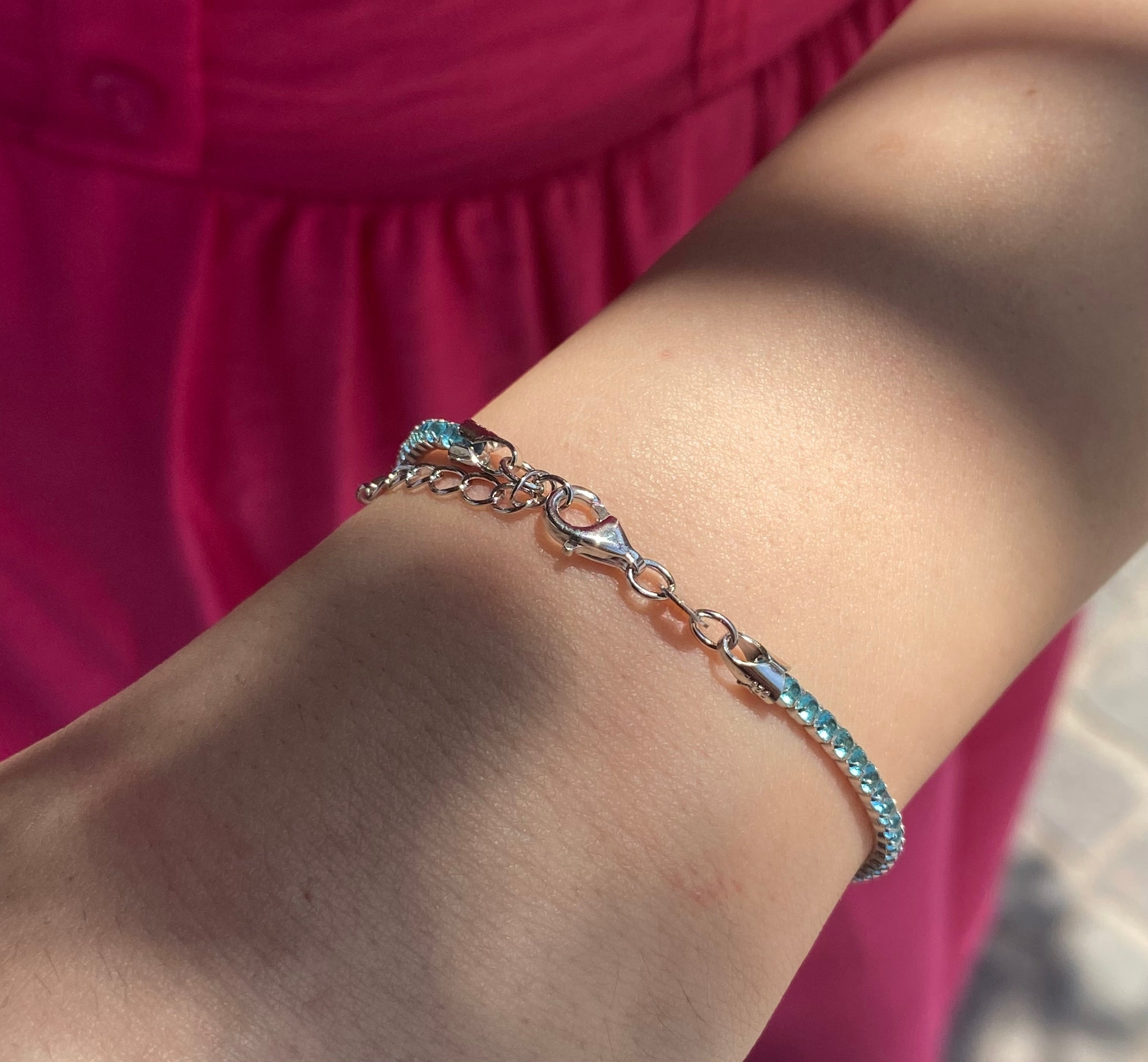 Bracciale tennis azzurro - Shine Gioielli