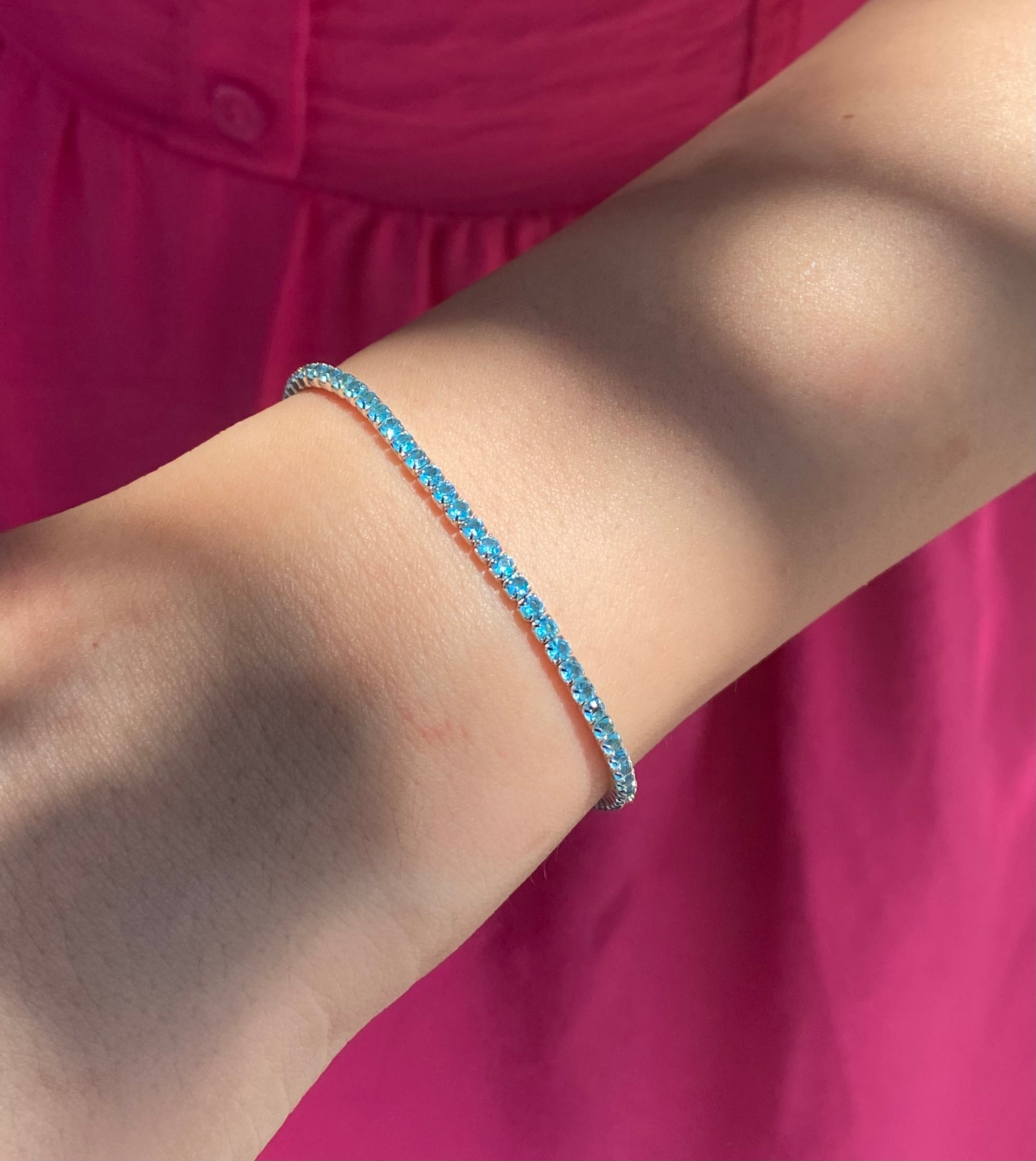 Bracciale tennis azzurro - Shine Gioielli