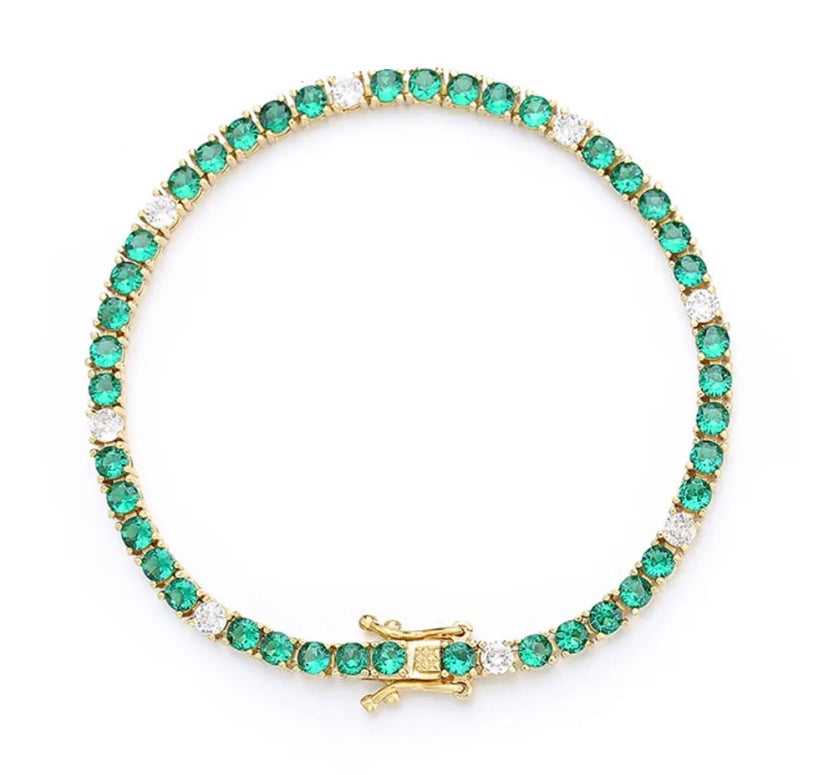 Bracciale Tennis Bicolore verde luminoso 3mm - Shine Gioielli