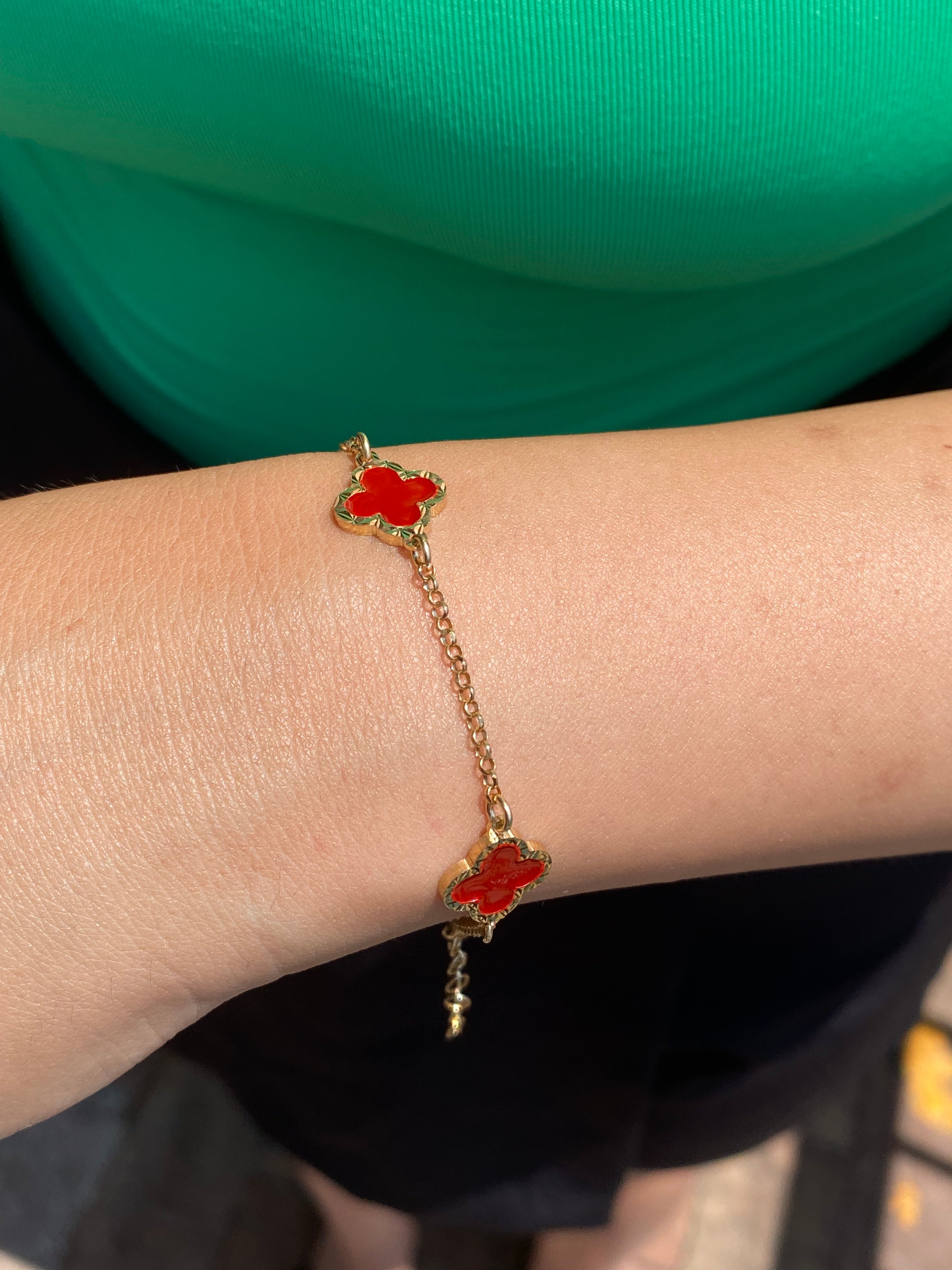 Bracciale fiori smaltato rosso - Shine Gioielli