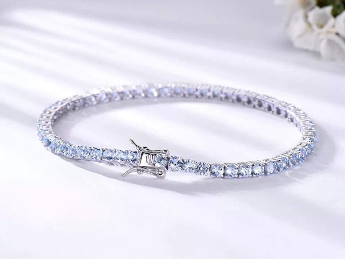 Bracciale tennis con acquamarina sintetica - Shine Gioielli