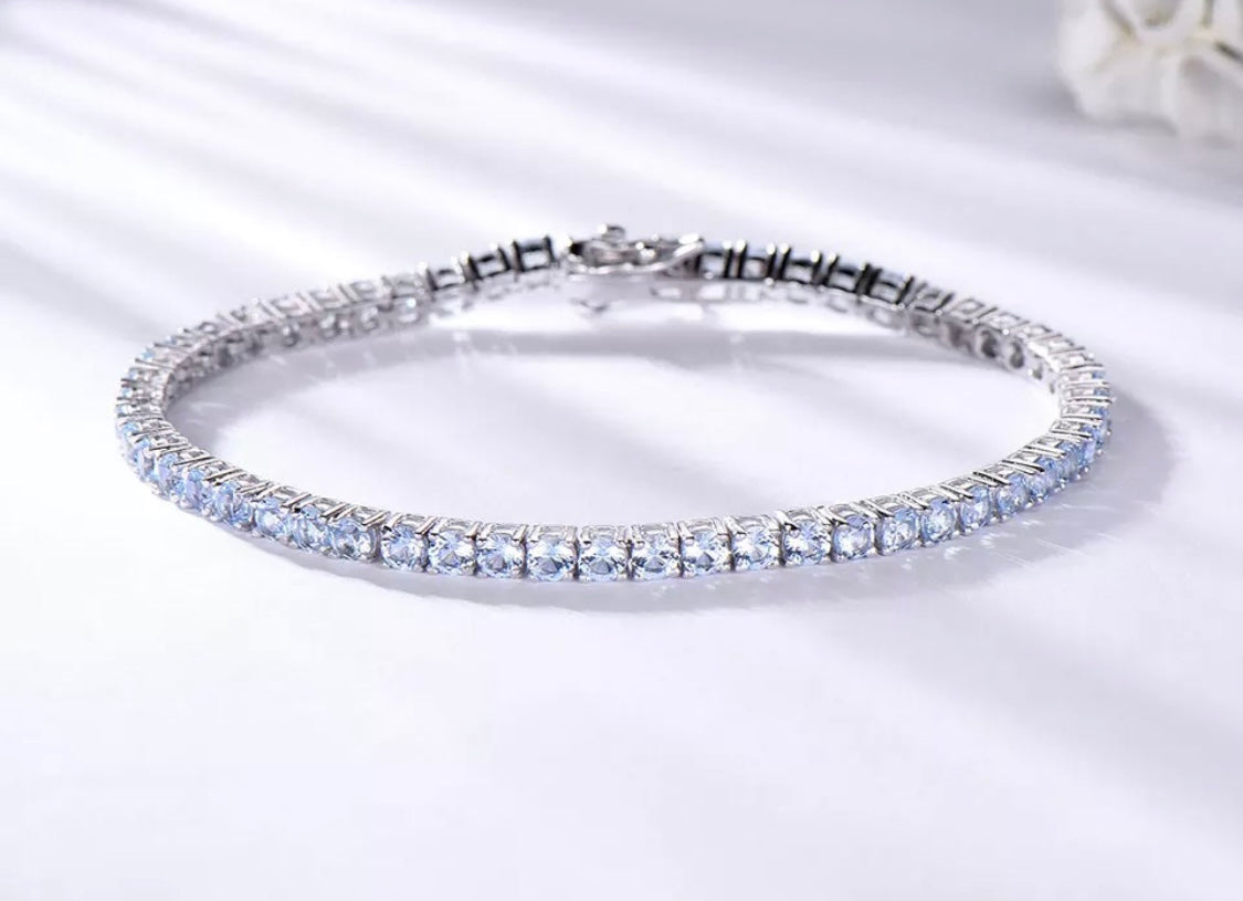 Bracciale tennis con acquamarina sintetica - Shine Gioielli