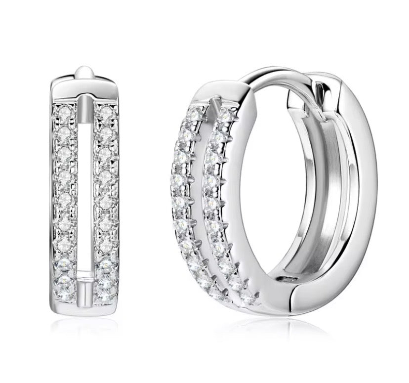 Orecchini a due file con moissanite certificata
