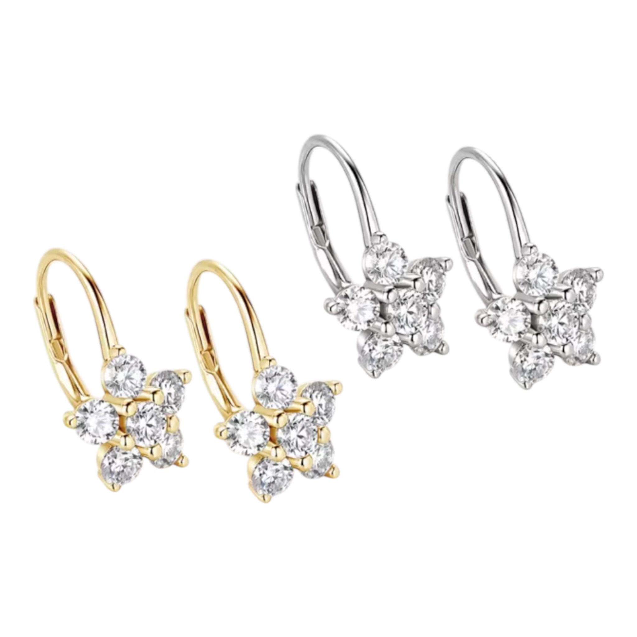 Orecchini a fiore con moissanite luminosa