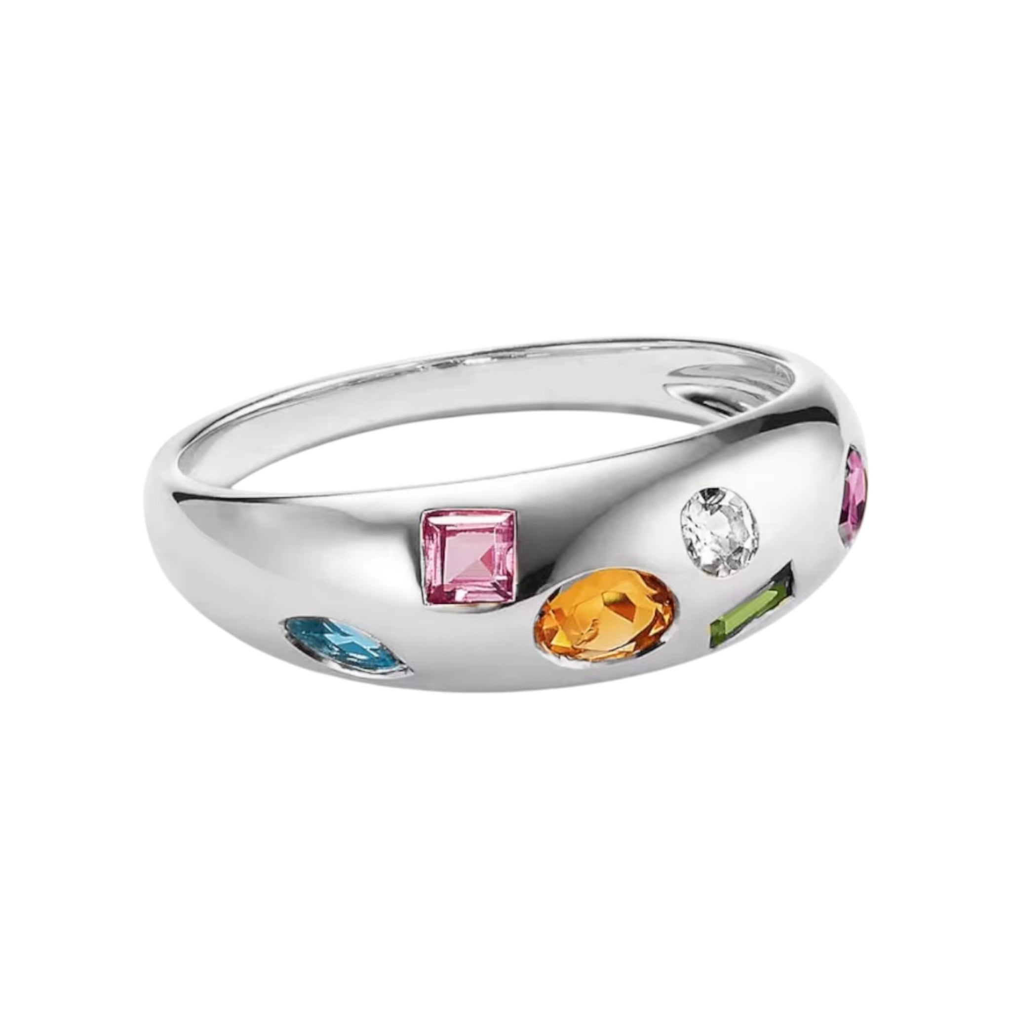 Anello a fascia con pietre colorate